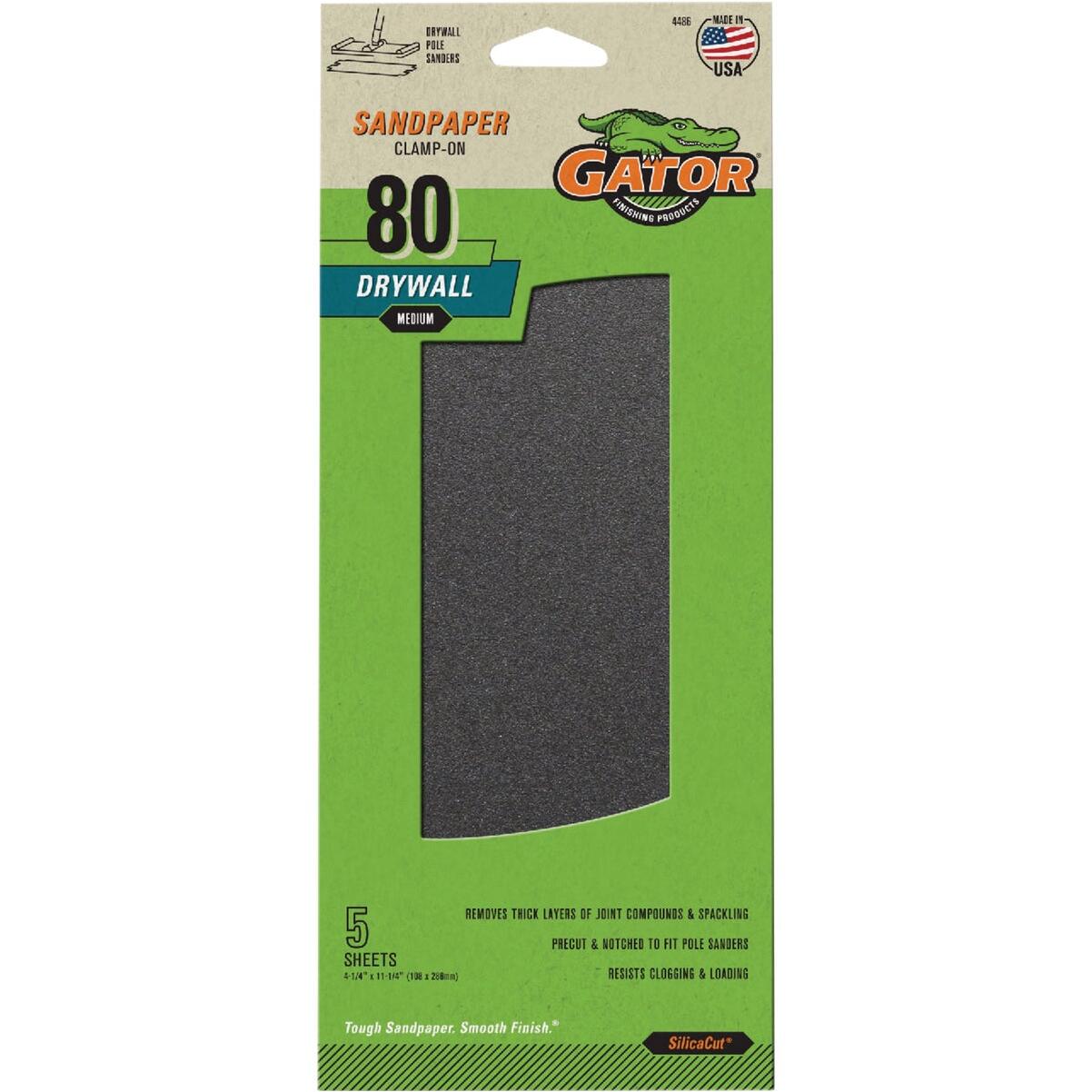 Gator Grit 4-3/8 In. x 11 In. Medium Grit Drywall Paper (5-Pack)