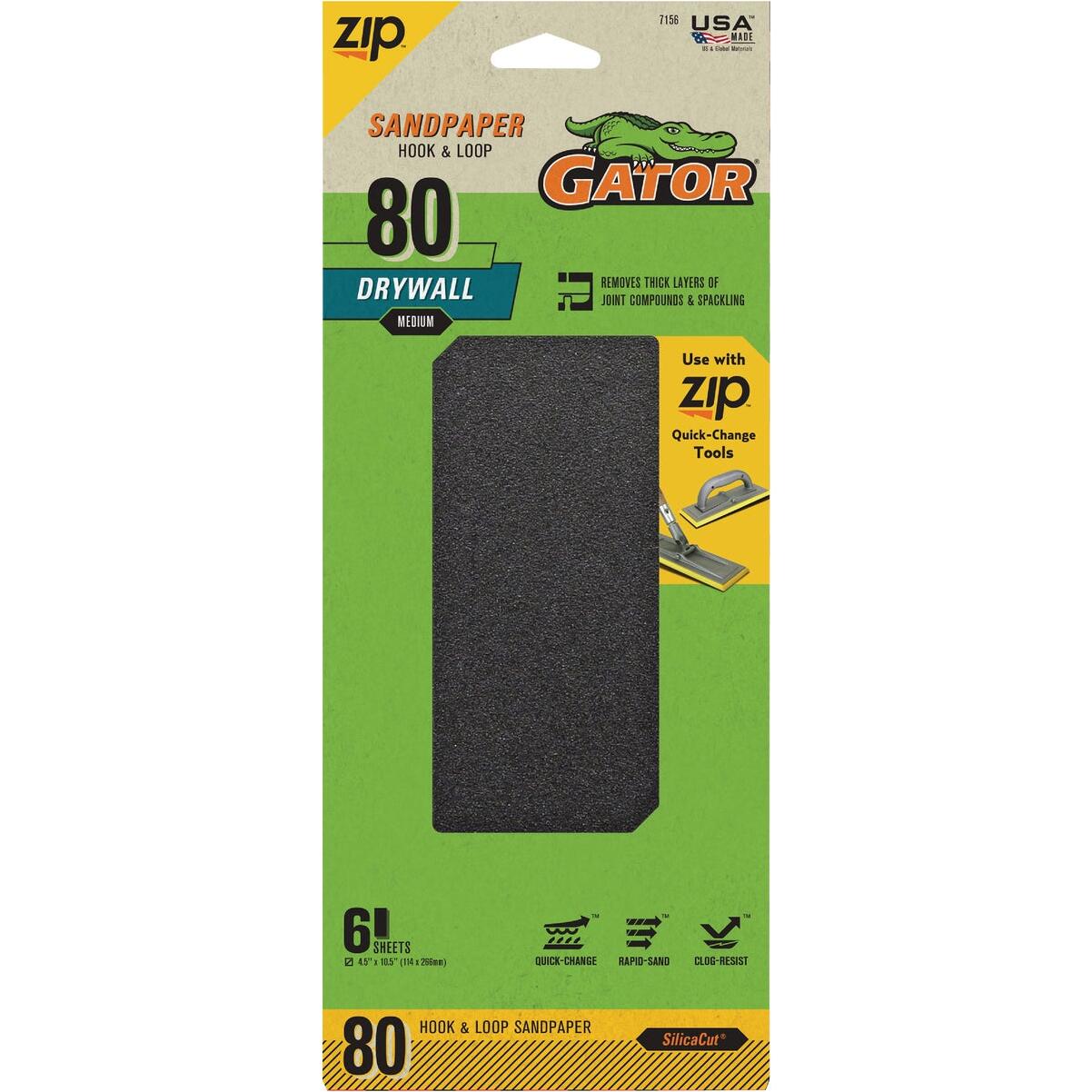 Gator Grit 80 Grit Drywall Hook & Loop Sandpaper (6-Pack)