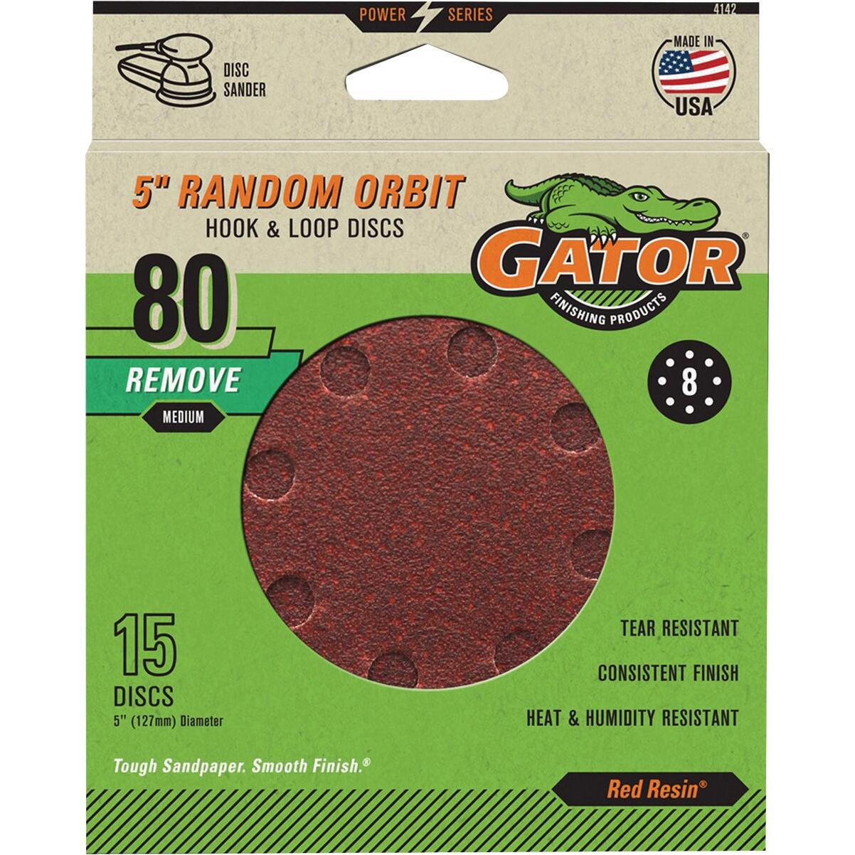 Gator 5 In. 8-Hole 80-Grit Hook & Loop Sanding Disc (15-Pack)