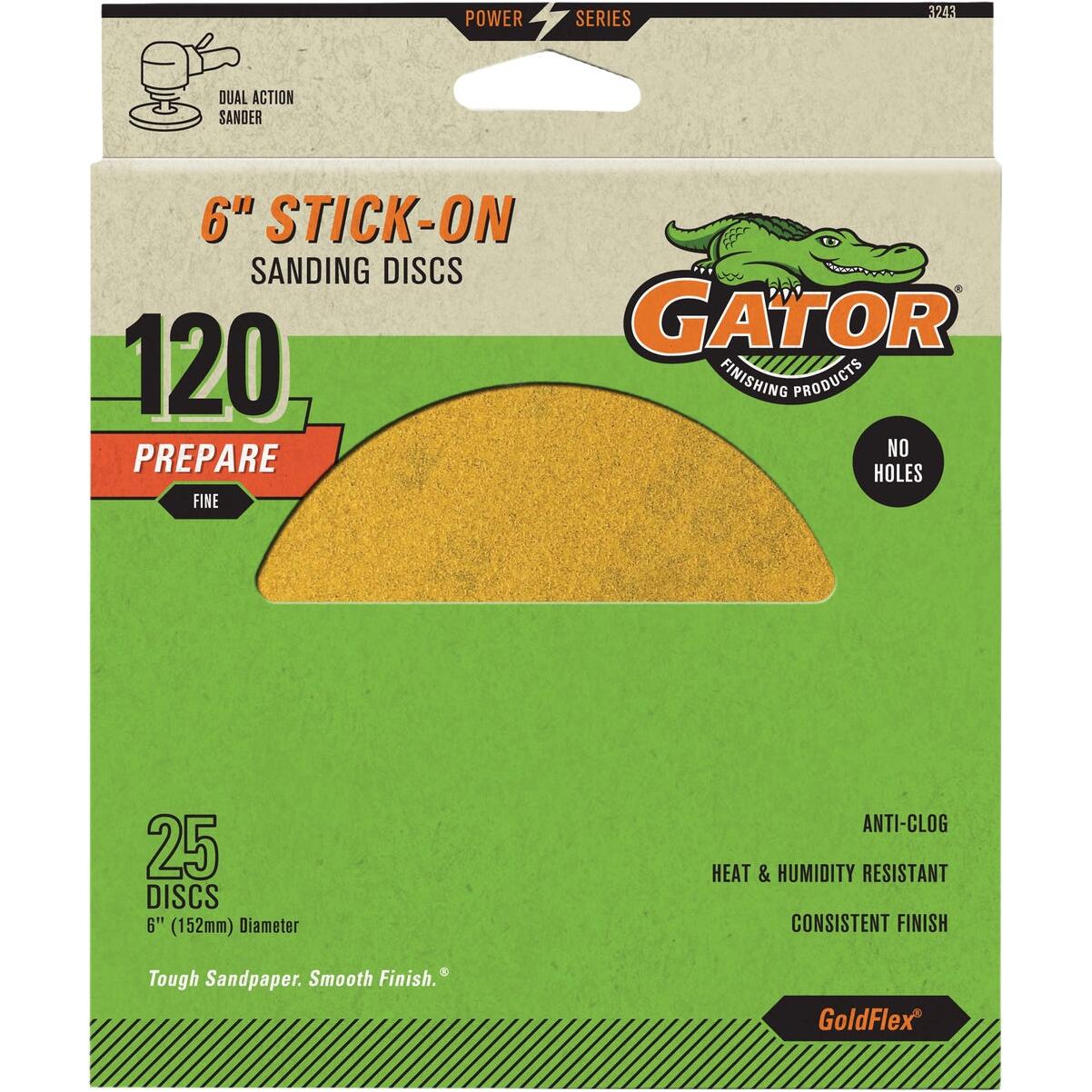 Gator Goldflex 6 In. 120-Grit Aluminum Oxide Stick-On Sanding Disc (25-Pack)