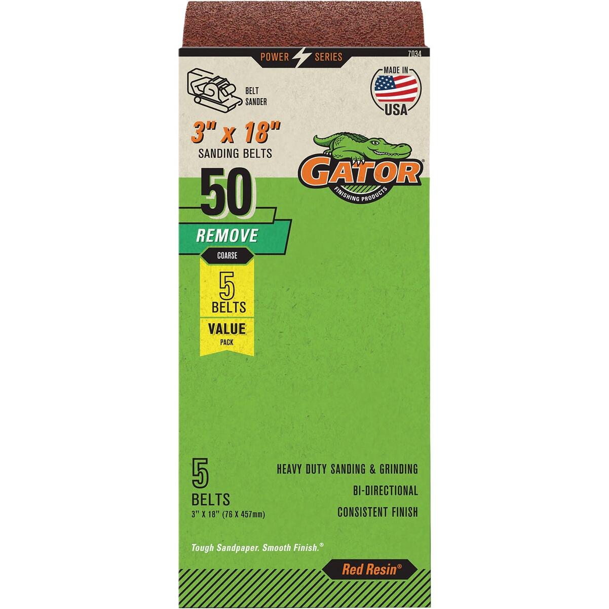 Gator 3 In. x 18 In. 50-Grit Aluminum Oxide Sanding Belt (5-Pack)