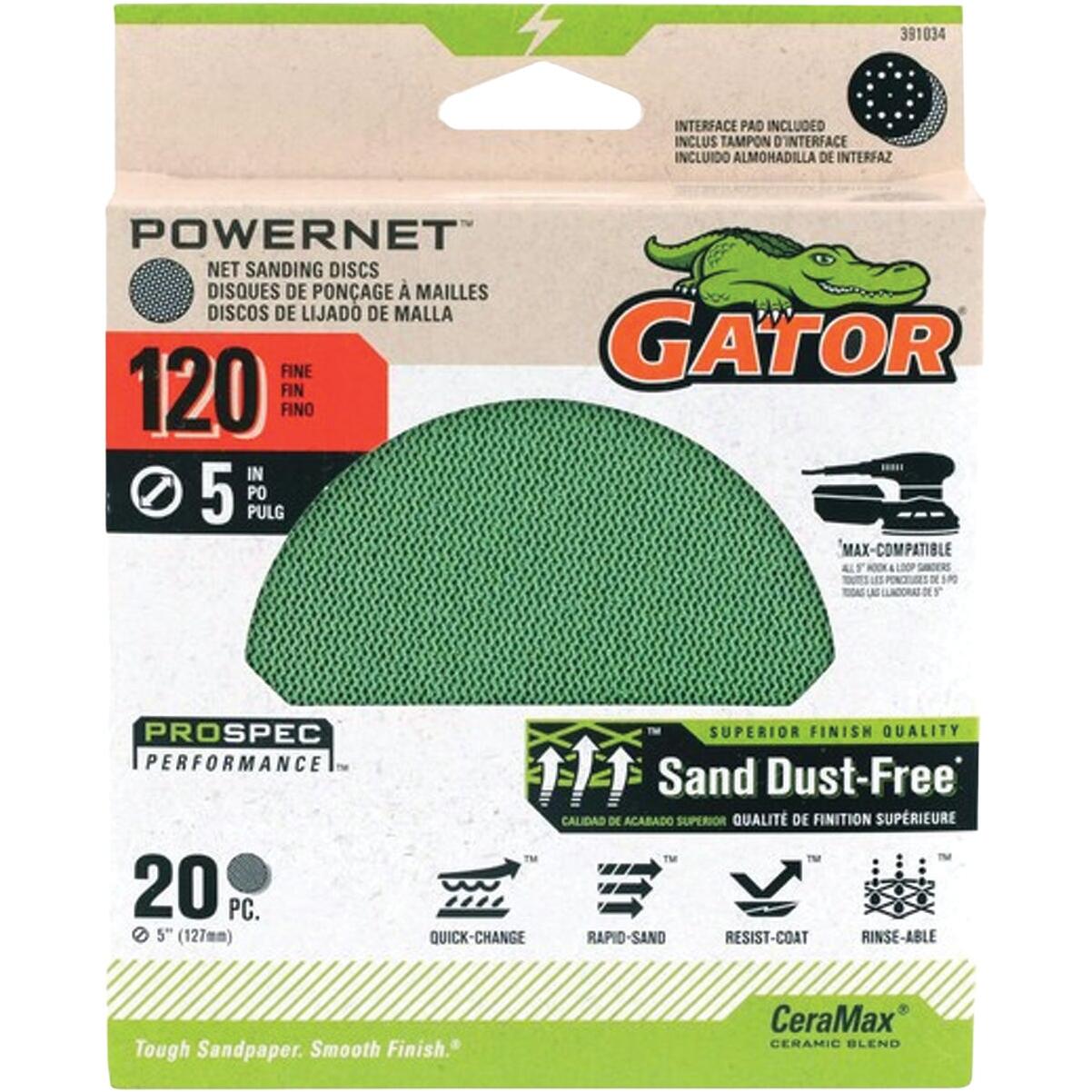 Gator 5 In. 120-Grit Mesh Sanding Disc (20-Pack)