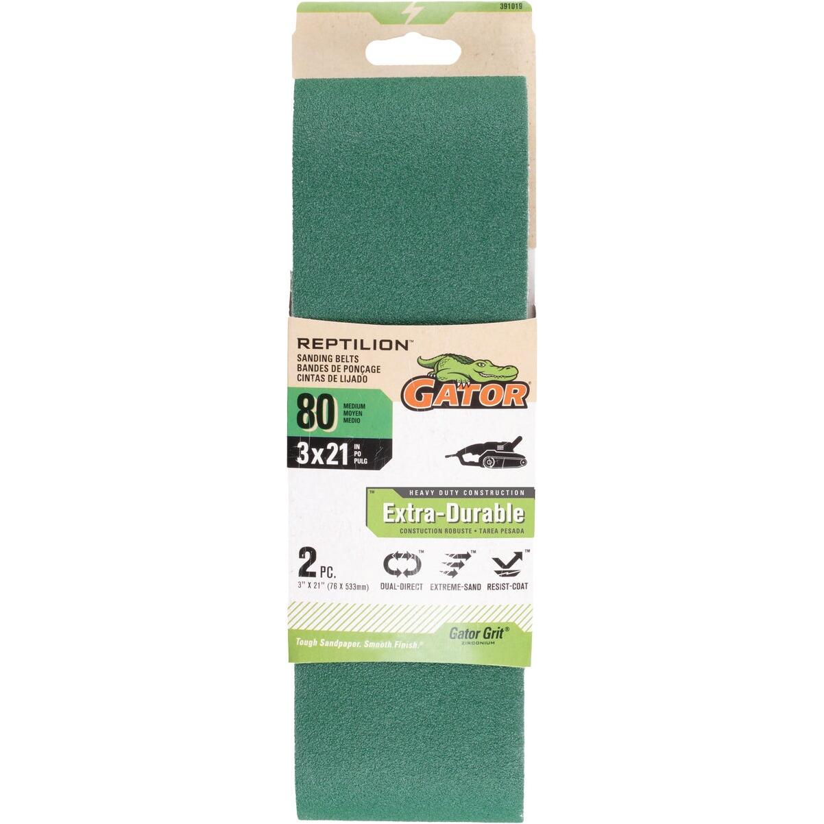 Gator 3 In. x 21 In. 80-Grit Premium Sanding Belt (2-Pack)