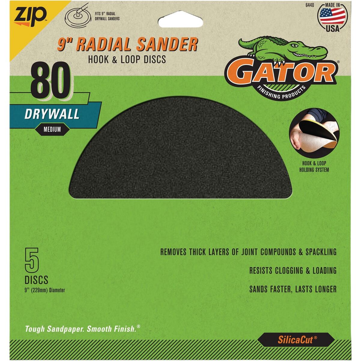 Gator SilicaCut 9 In. 80-Grit Hook & Loop Drywall Sanding Disc (5-Pack)