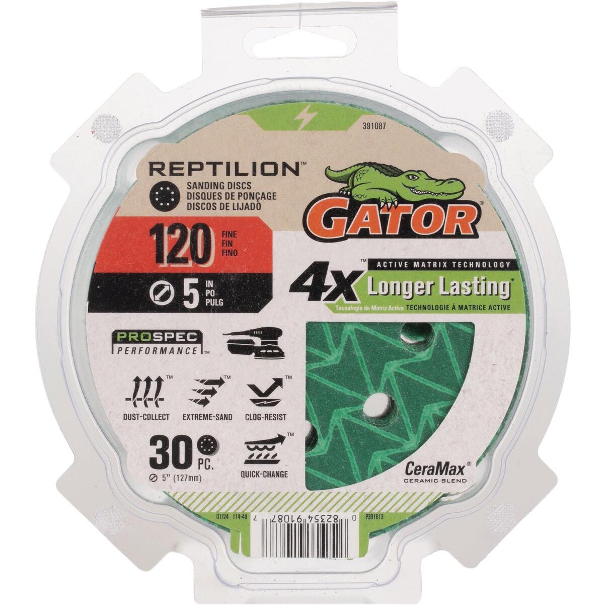 Gator Reptilian 5 In. 8-Hole 120-Grit Sanding Disc (30-Pack)