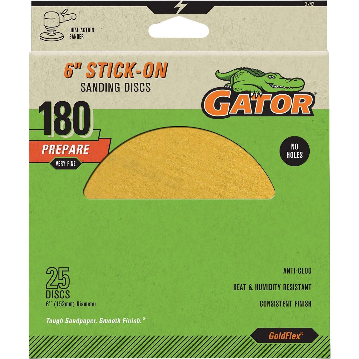 Gator Goldflex 6 In. 180-Grit Aluminum Oxide Stick-On Sanding Disc (25-Pack)