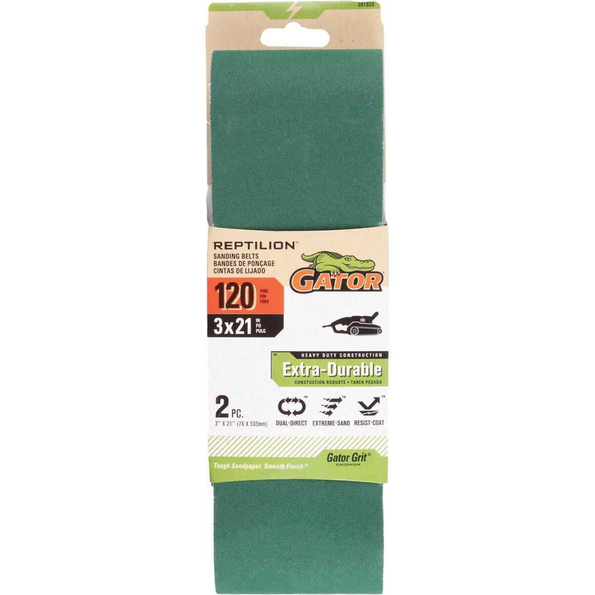Gator 3 In. x 21 In. 40-Grit Premium Sanding Belt (2-Pack)