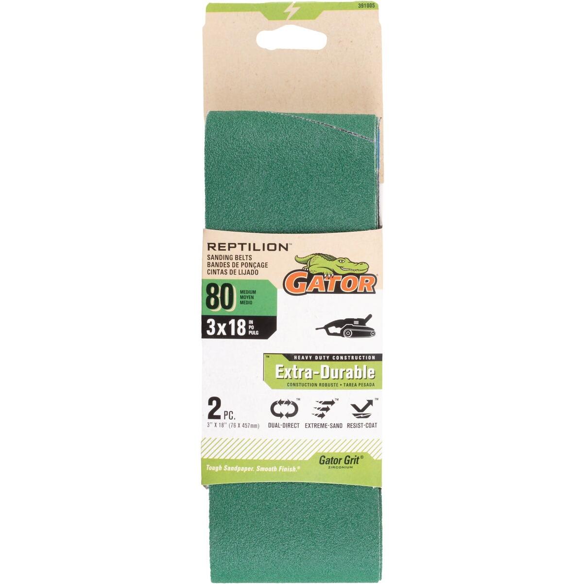 Gator 3 In. x 18 In. 80-Grit Premium Sanding Belt (2-Pack)