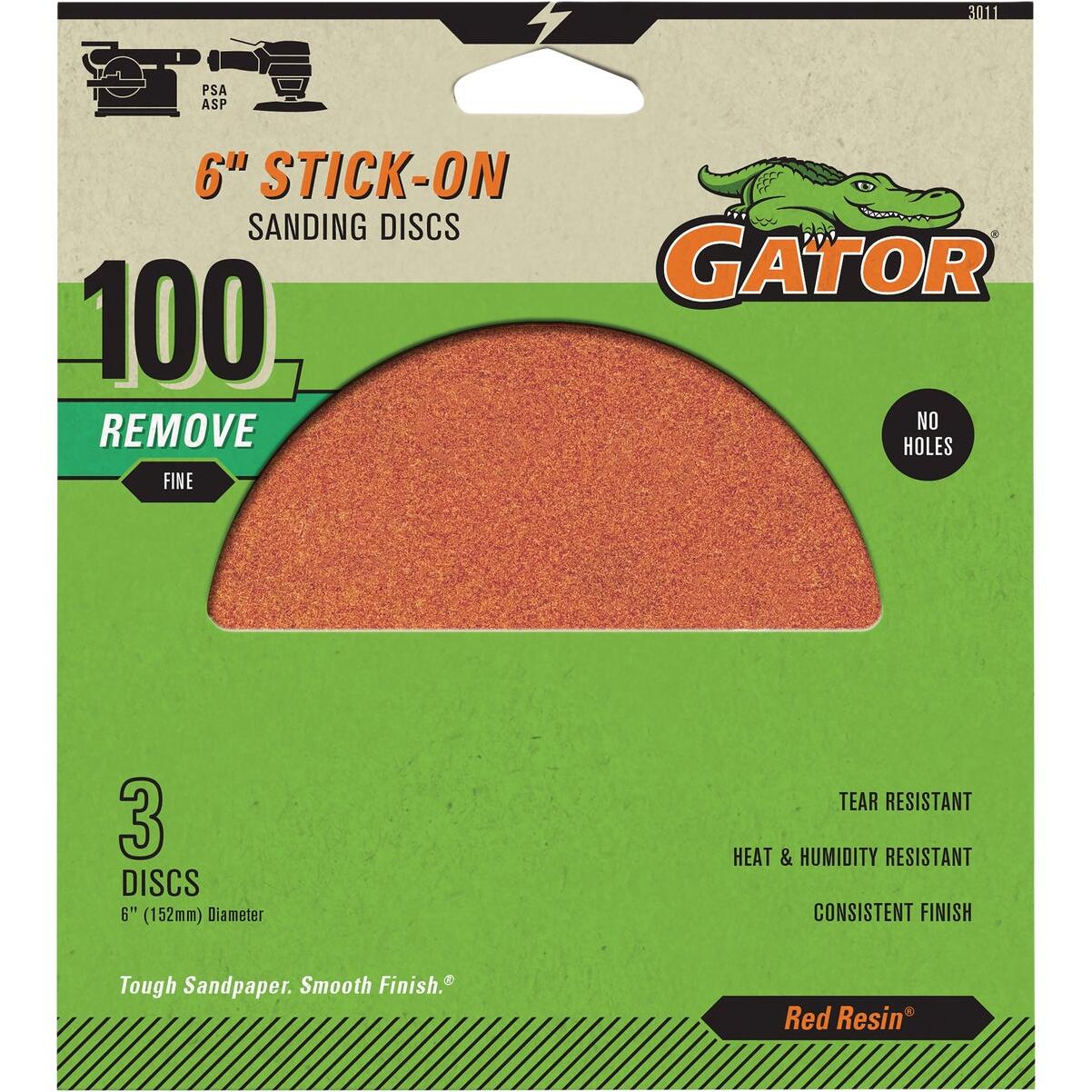 Gator 6 In. 100-Grit Aluminum Oxide Stick-On Sanding Disc (3-Pack)