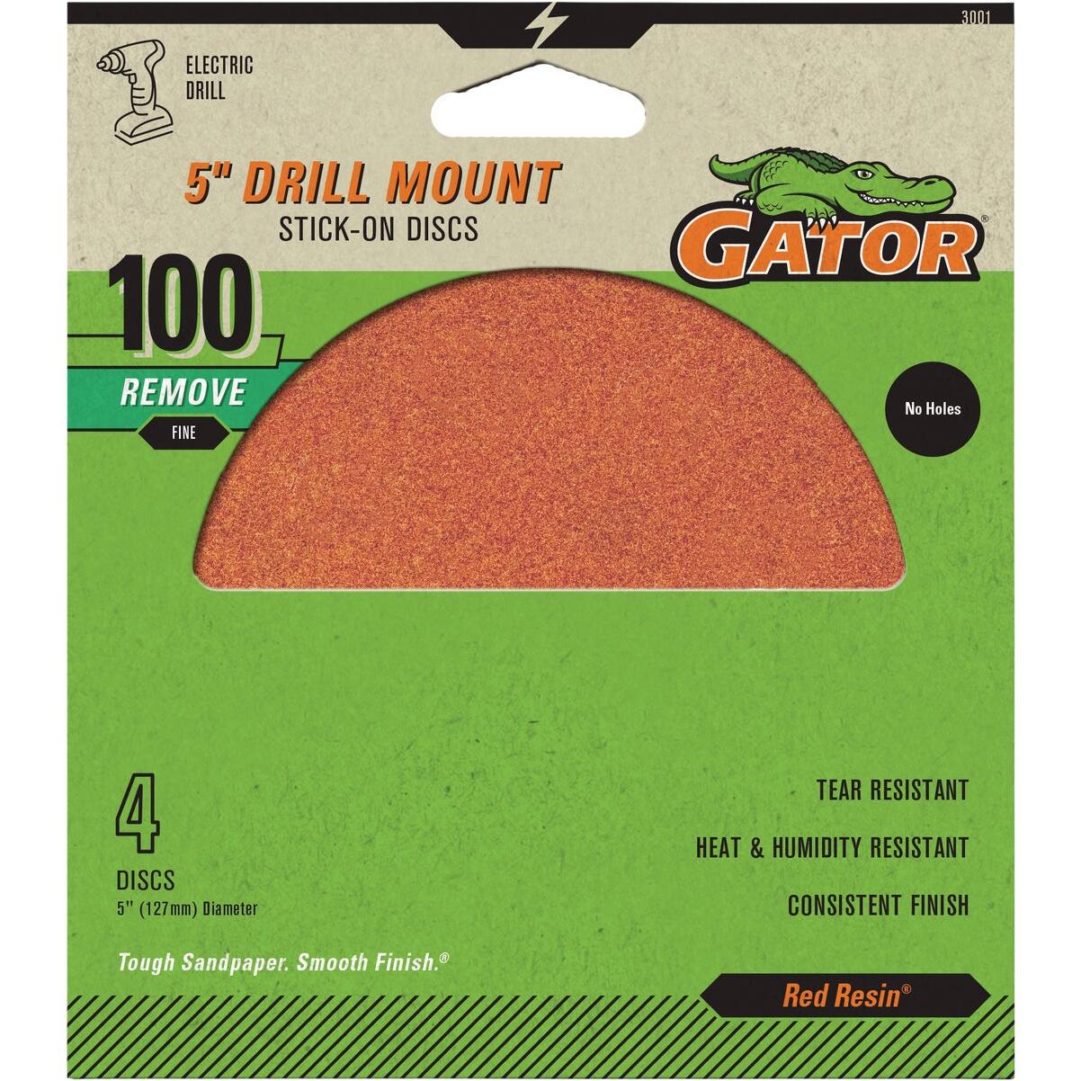Gator 5 In. 100-Grit Aluminum Oxide Stick-On Sanding Disc (4-Pack)