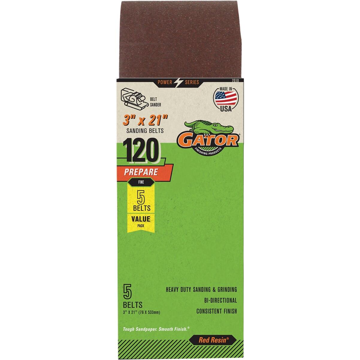 Gator 3 In. x 21 In. 80-Grit Aluminum Oxide Sanding Belt (5-Pack)