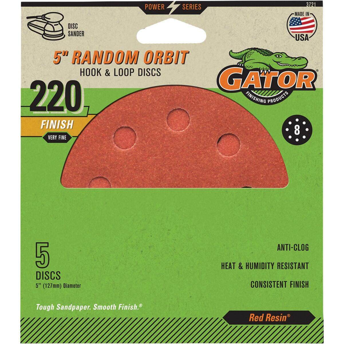 Gator 5 In. 8-Hole 120-Grit Hook & Loop Sanding Disc (5-Pack)