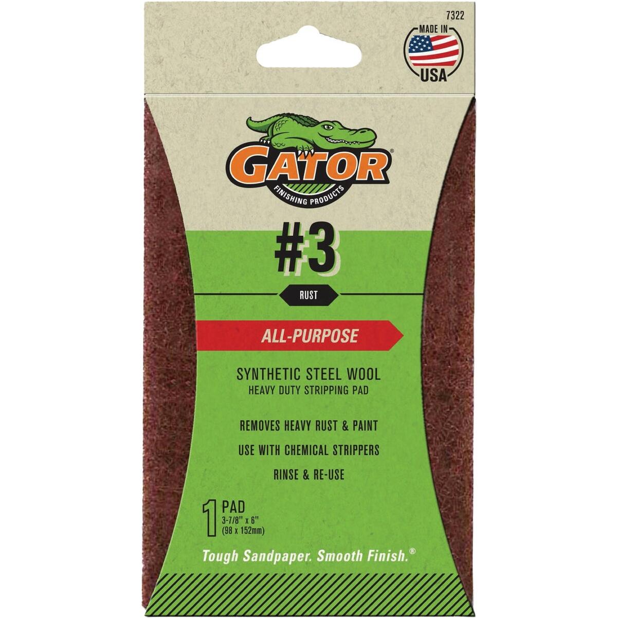 Gator 3-7/8 In. x 6 In. Heavy Stripping Synthetic Steel Wool, #3 Coarse