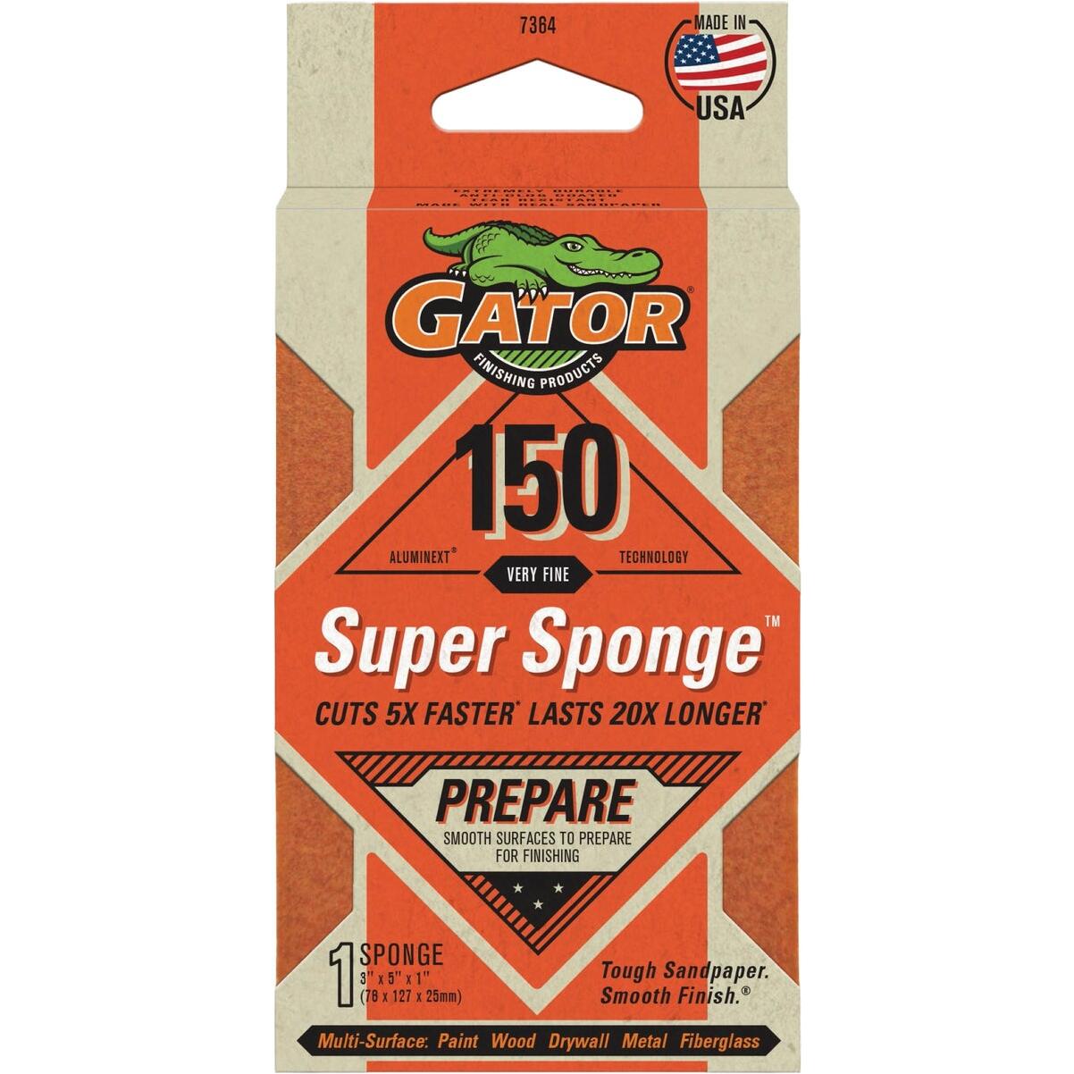 Gator Premium Super Sponge 3 In. x 5 In. x 1 In. 150 Grit Very Fine Sanding Sponge