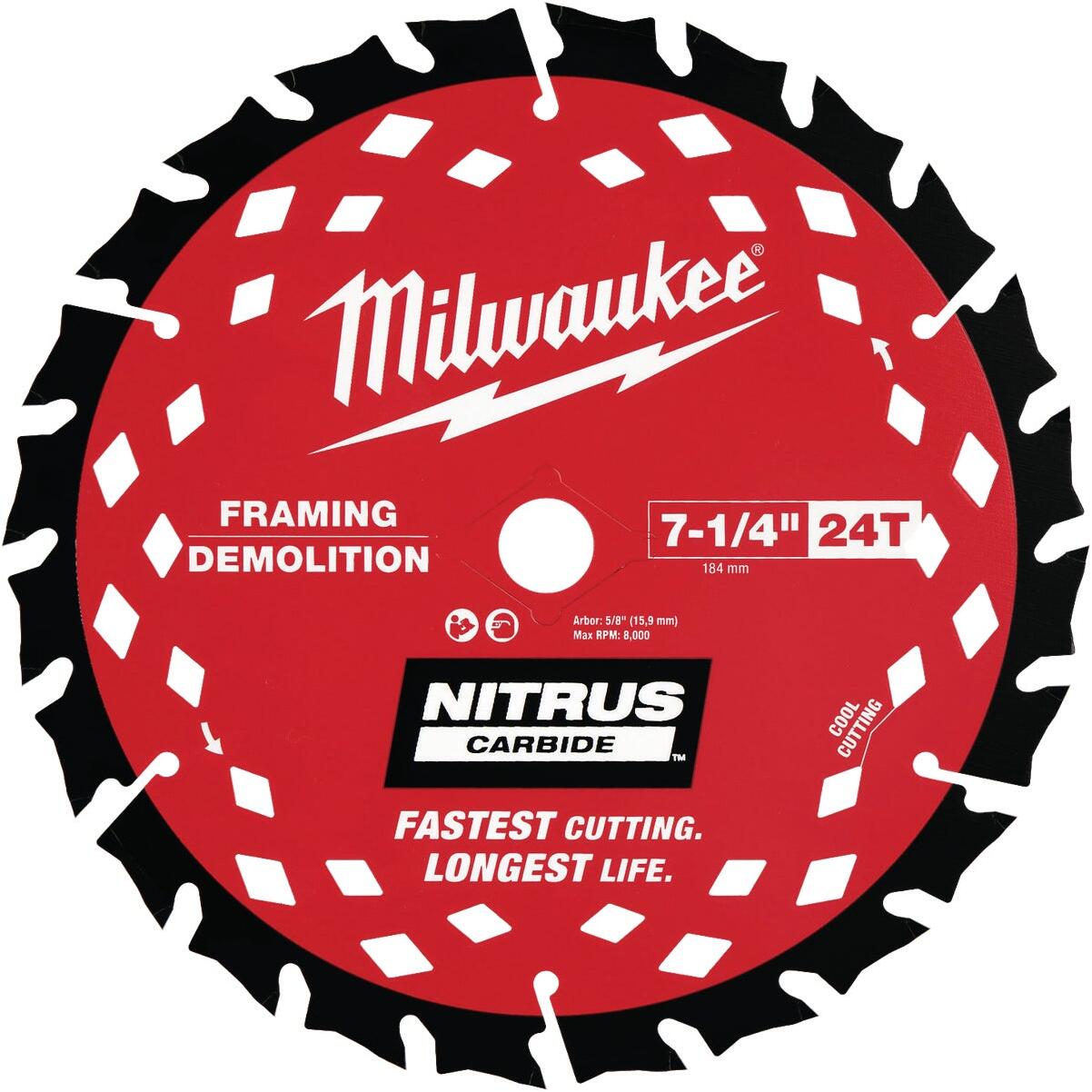 Milwaukee NITRUS 7-1/4 In. 24-Tooth Framing/Demolition Circular Saw Blade (10-Pack)