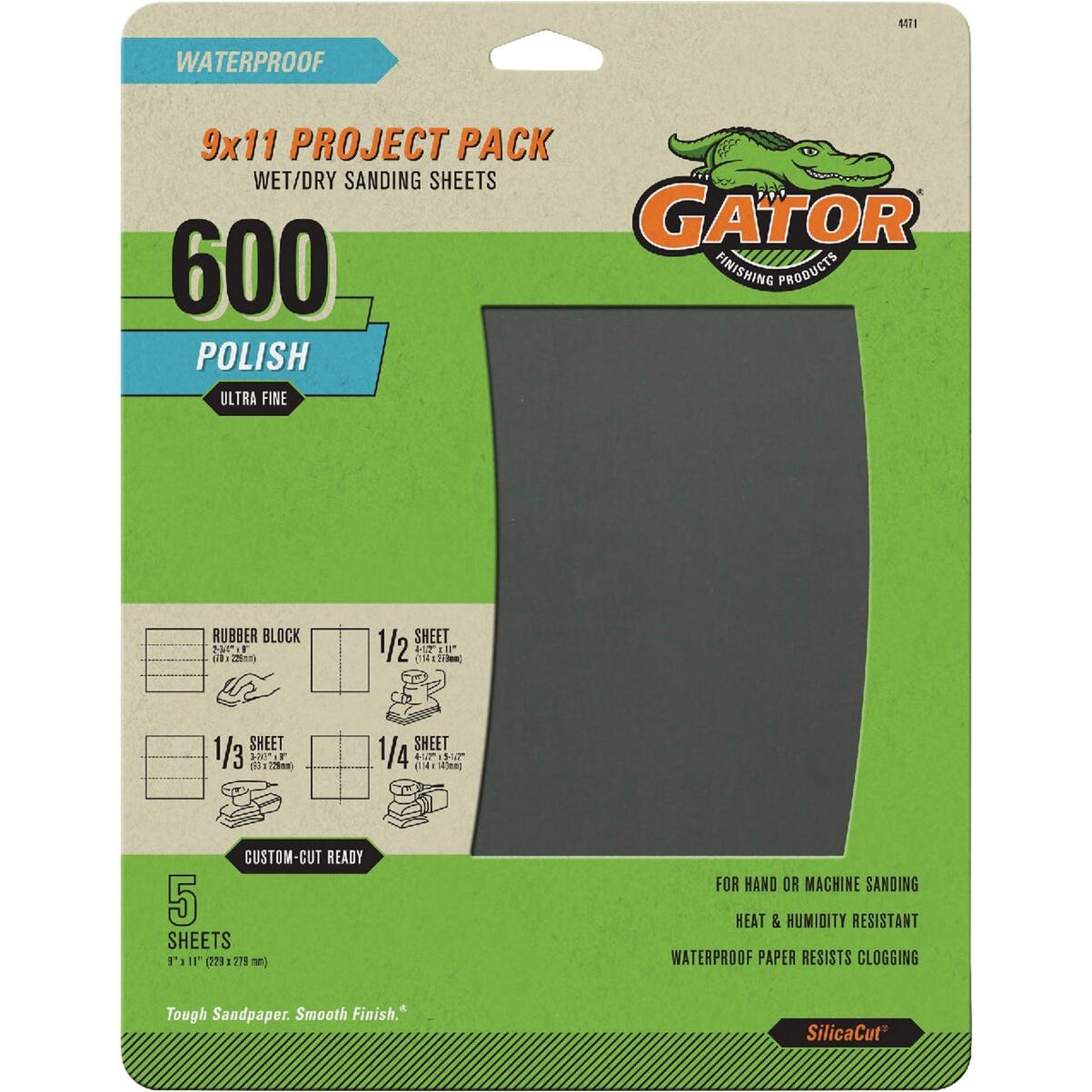 GatorGrit 9 In. x 11 In. Ultra Fine 600-Grit Sandpaper (5-Pack)