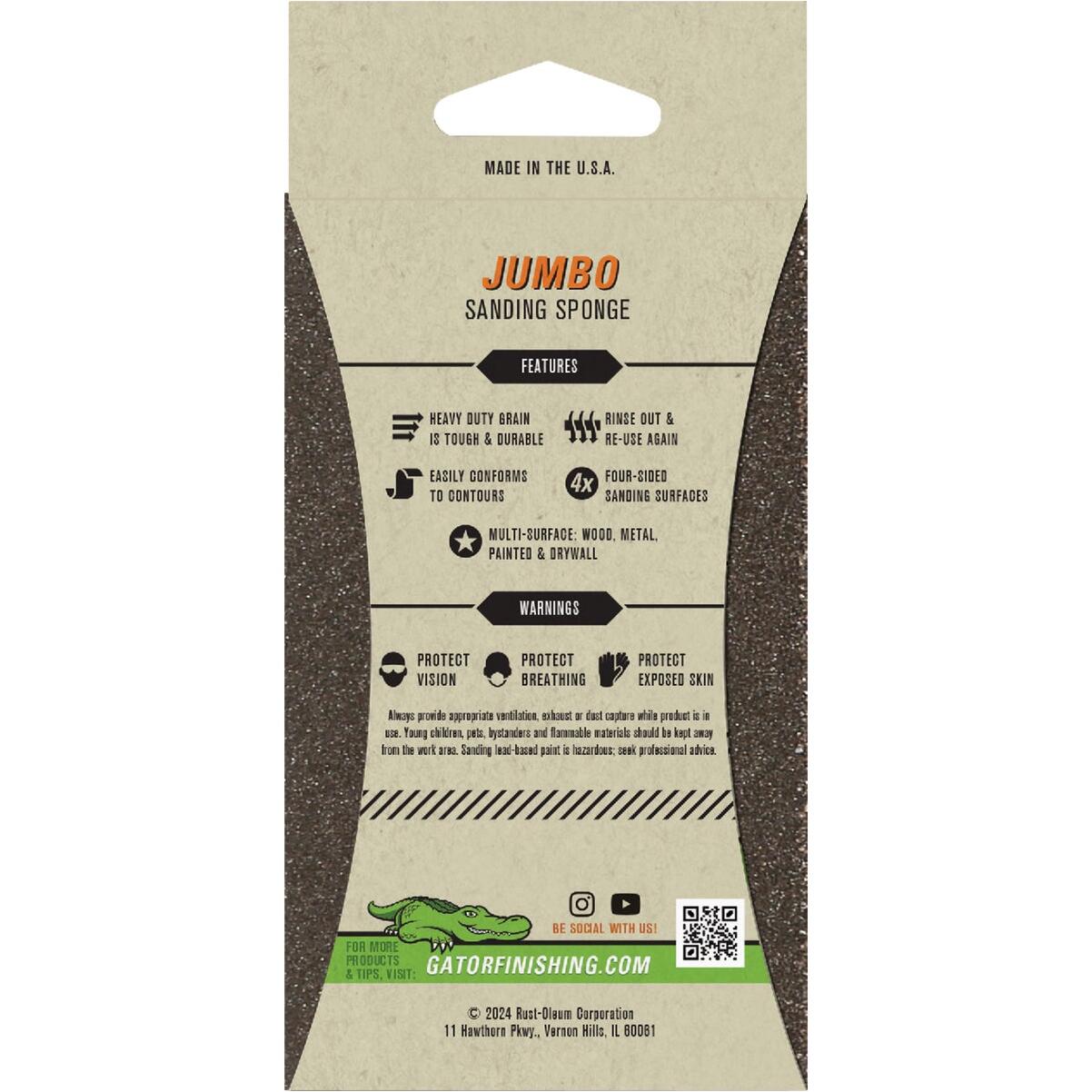 Gator 3 In. x 5 In. Coarse/Medium 36/60-Grit Jumbo Sanding Sponge