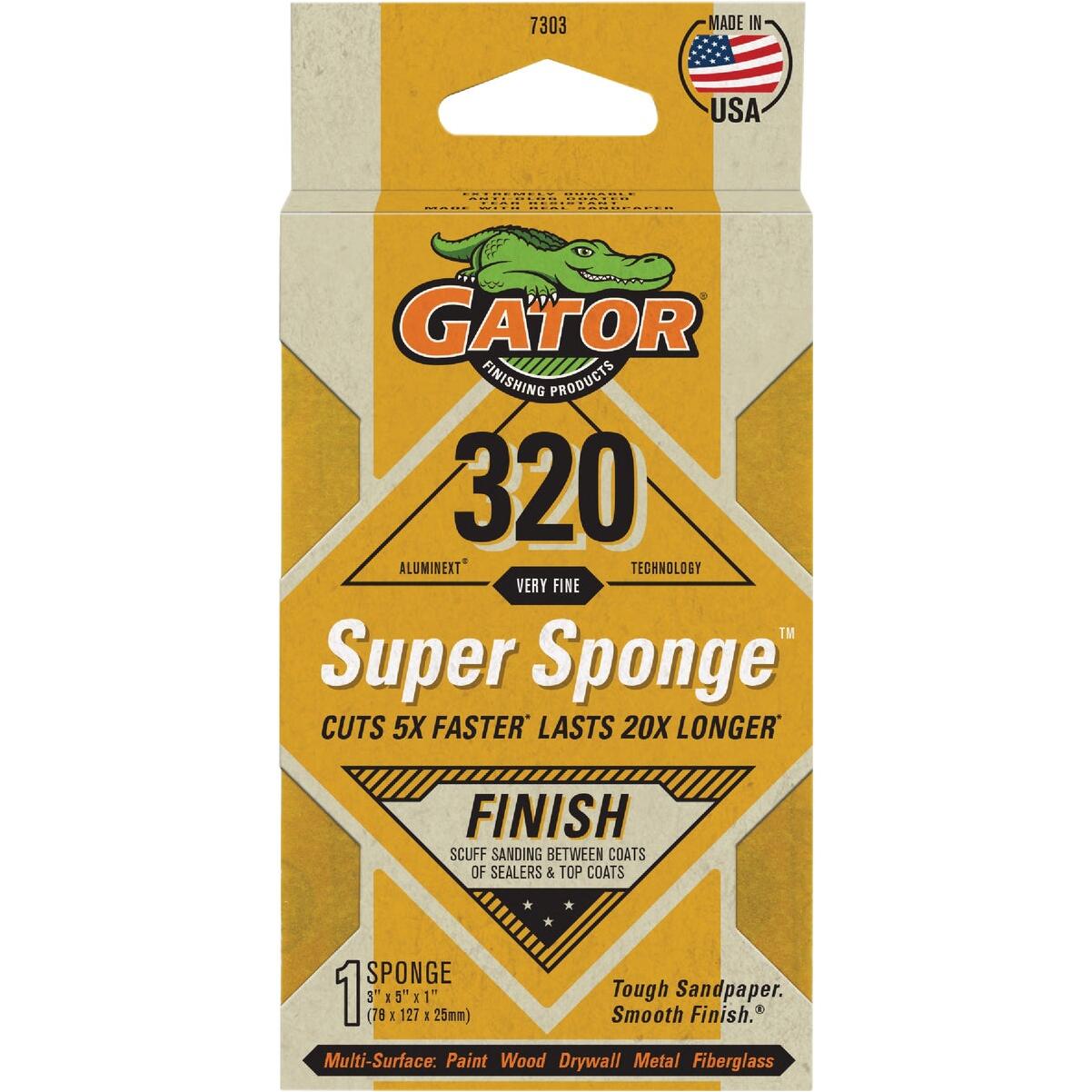 Gator Large 3 In. x 5 In. x 1 In. 320-Grit EZ123 Jumbo Sanding Sponge