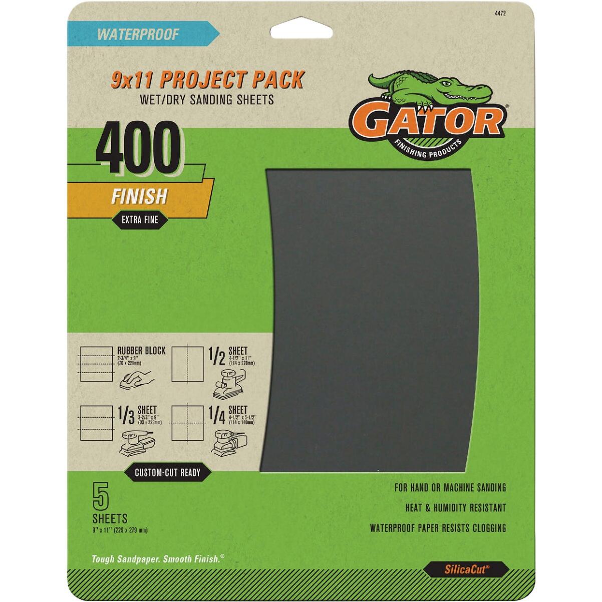 GatorGrit 9 In. x 11 In. Super Fine 400-Grit Sandpaper (5-Pack)