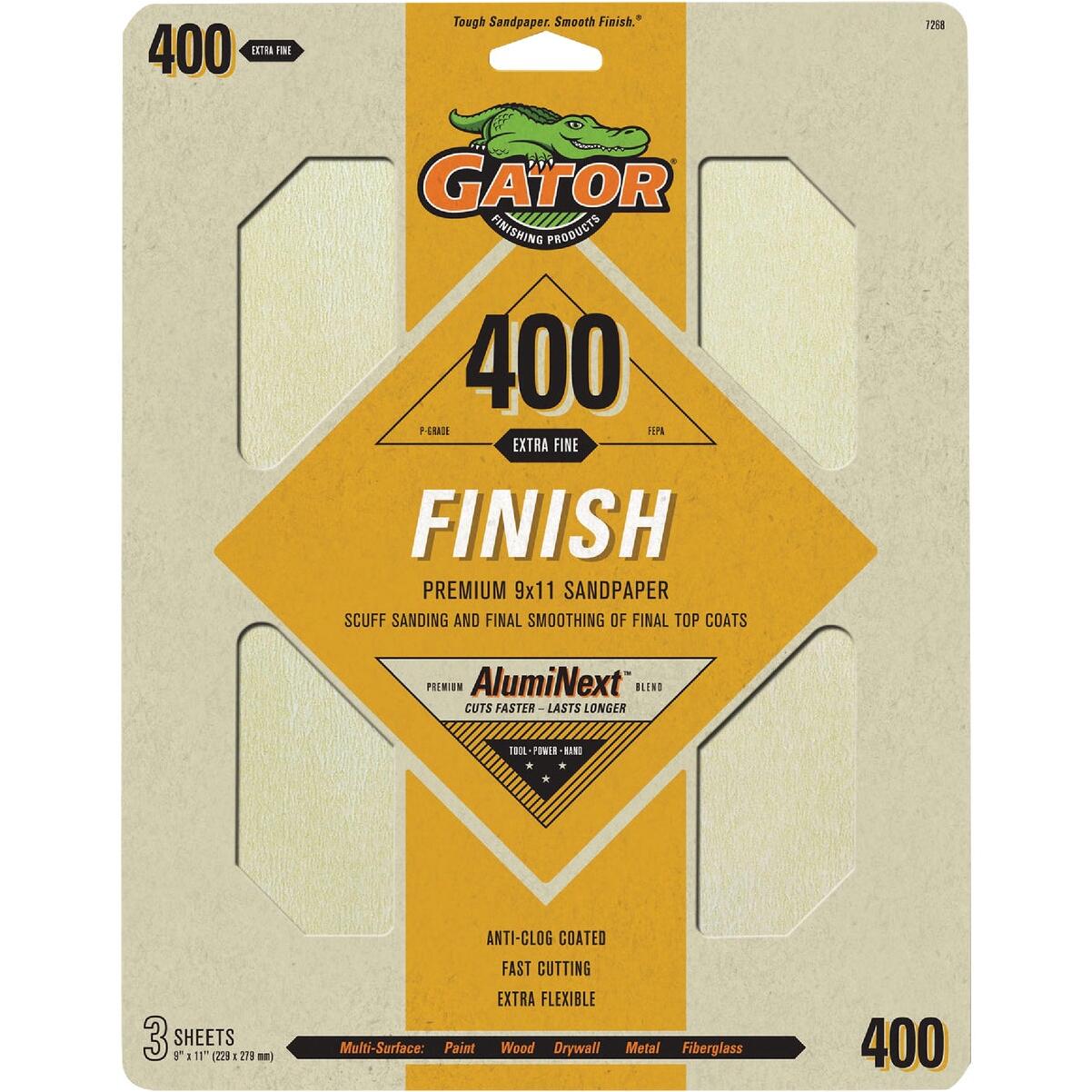 Gator 9 In. x 11 In. 400-Grit Sandpaper (3-Pack)