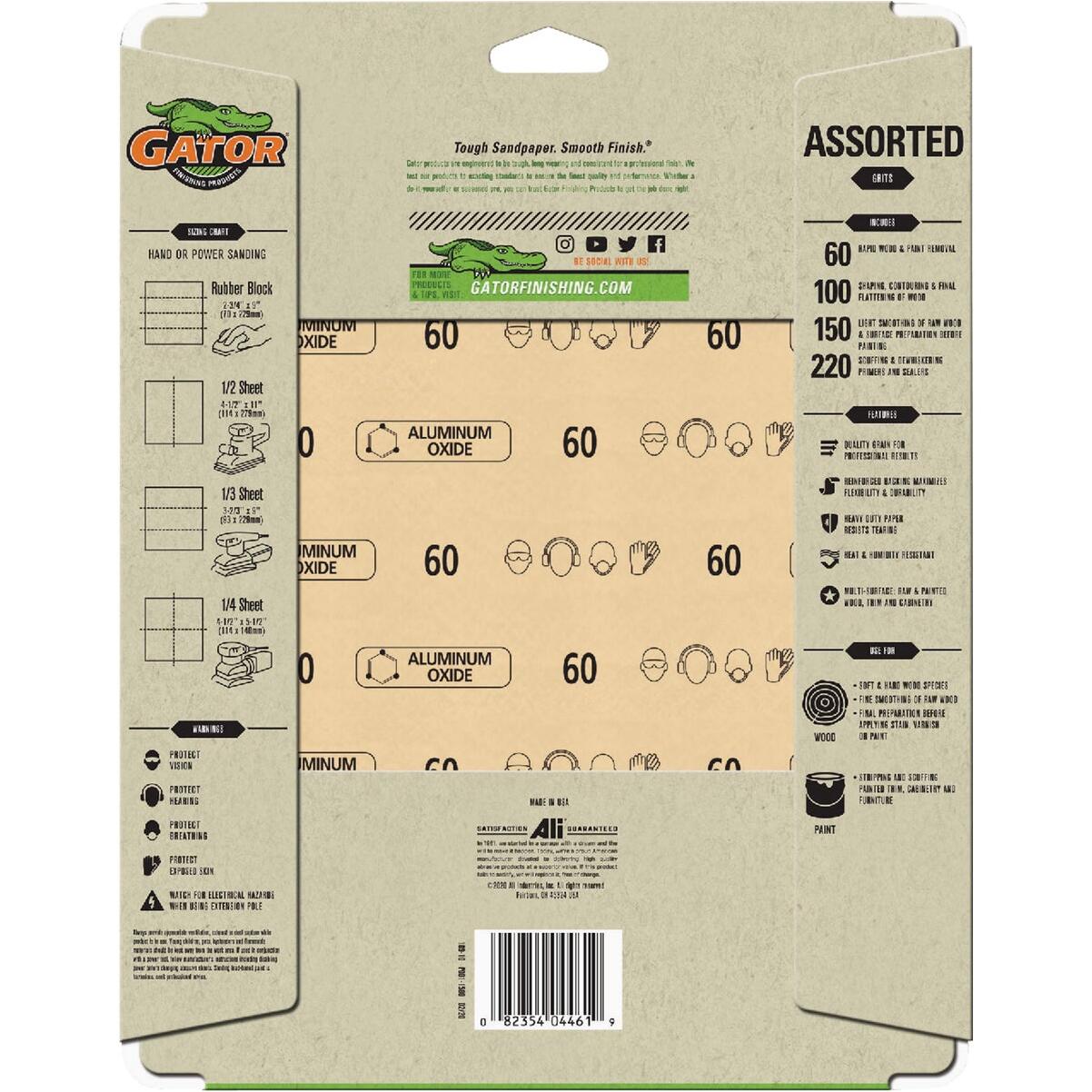 GatorGrit 9 In. x 11 In. Garnet Sandpaper Assortment (4-Pack)