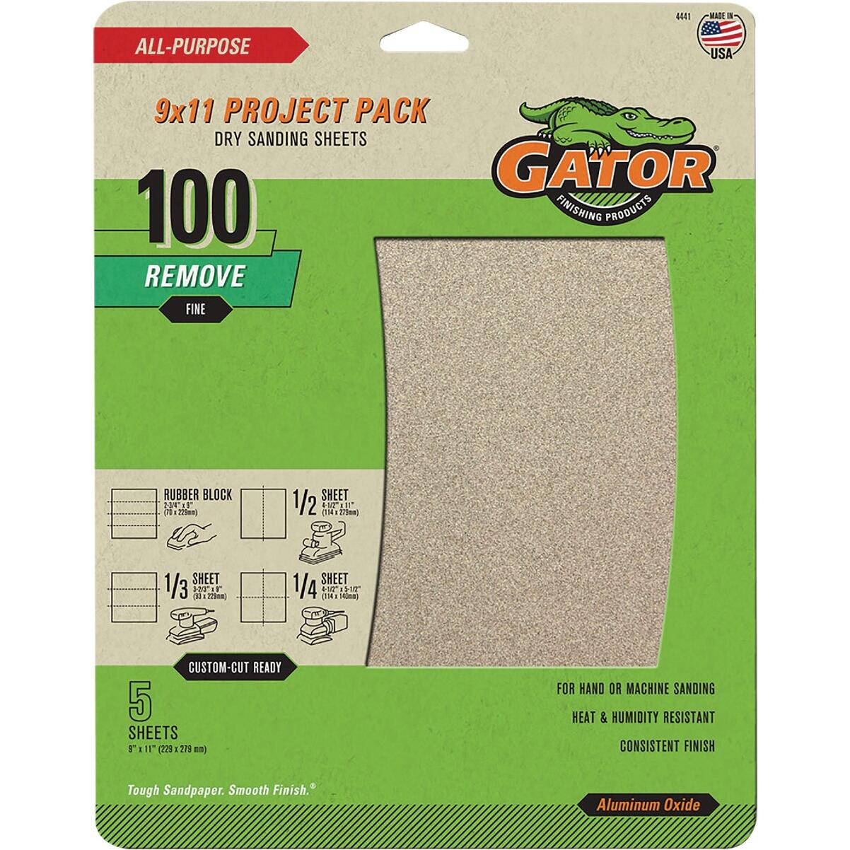 GatorGrit 9 In. x 11 In. Medium 100-Grit Sandpaper (5-Pack)