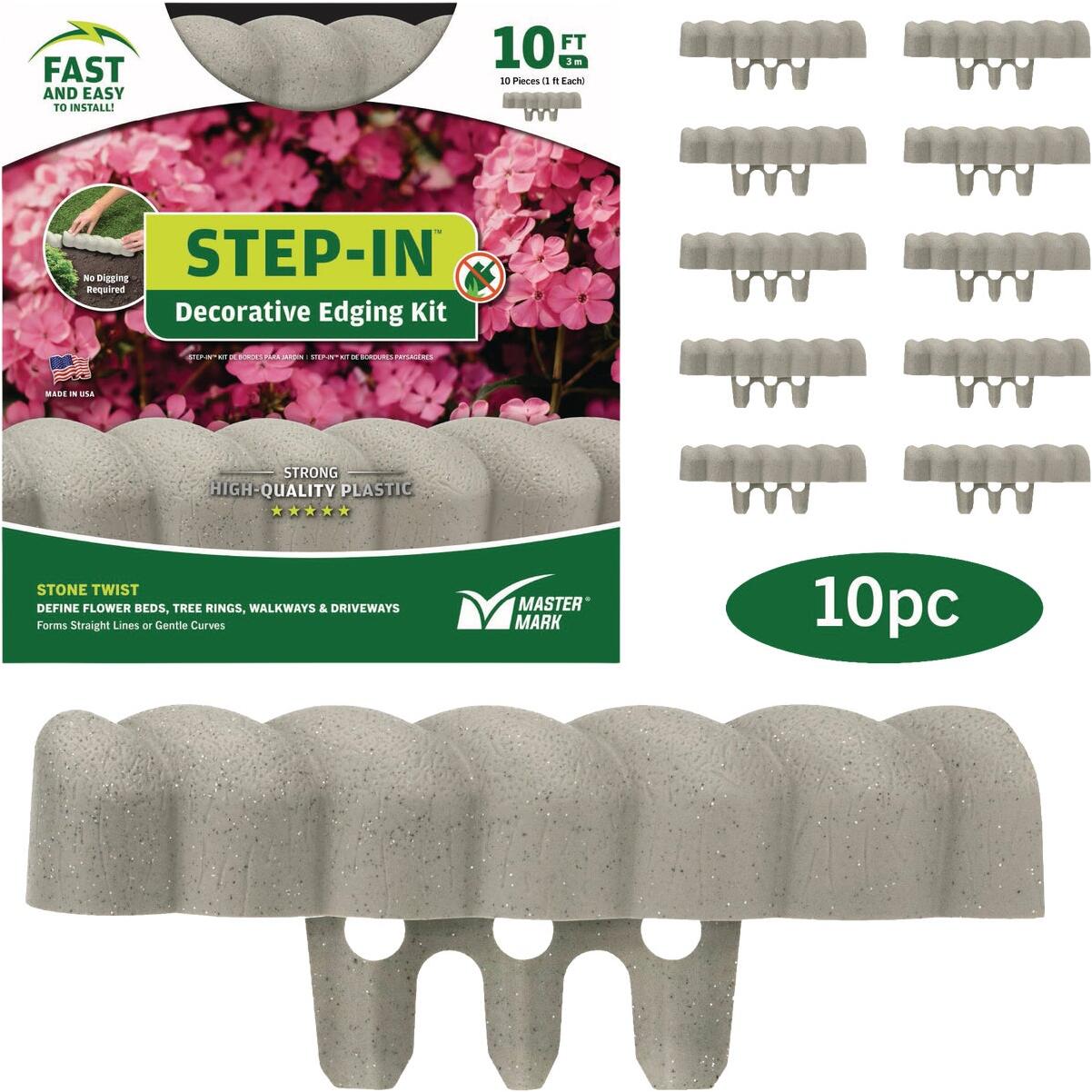 Master Mark Step-In 2.5 In. x 10 Ft. Stone Twist Gray Plastic Landscape Edging