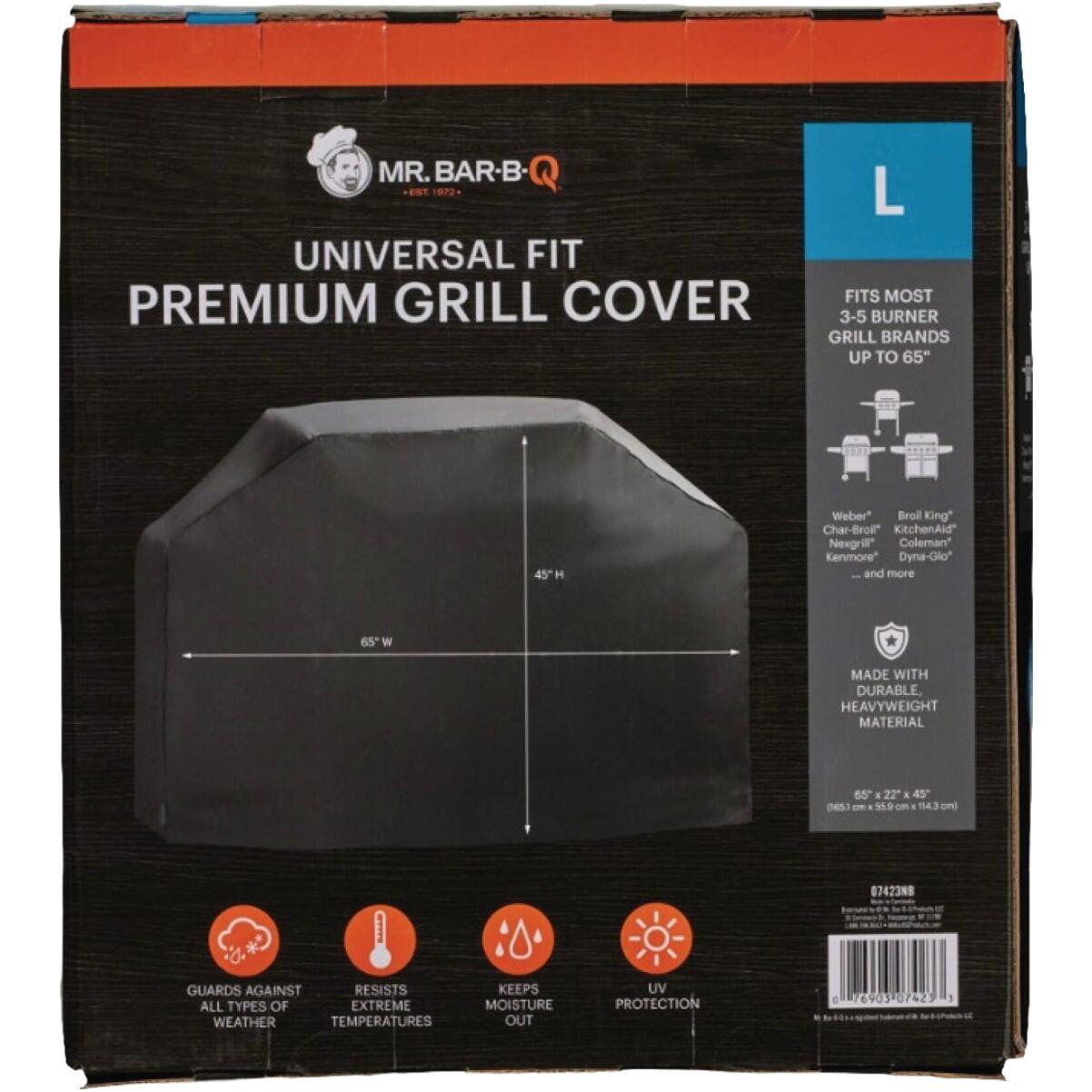 Mr. Bar-B-Q Large Black Polyester Grill Cover