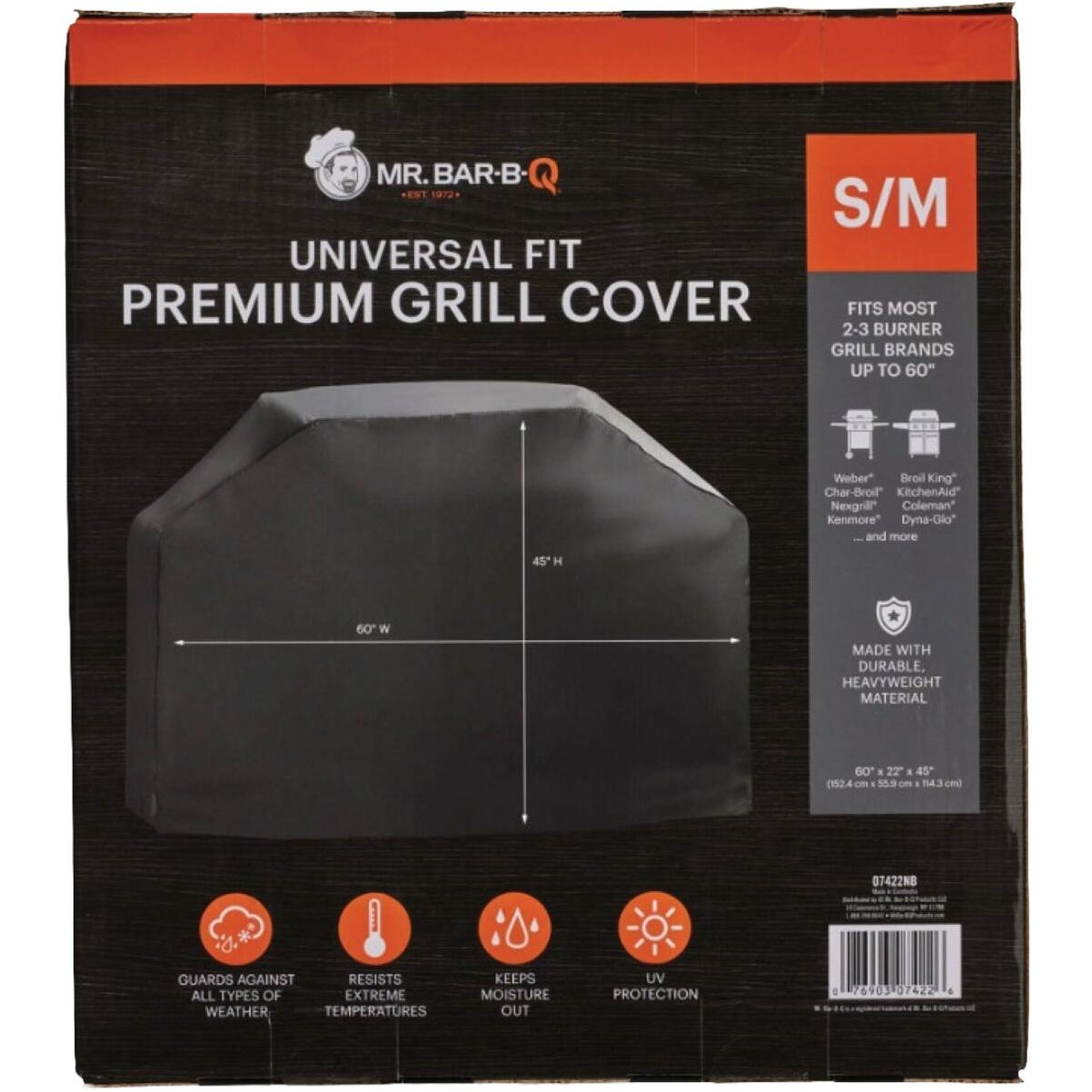 Mr. Bar-B-Q Small/Medium Black Polyester Grill Cover