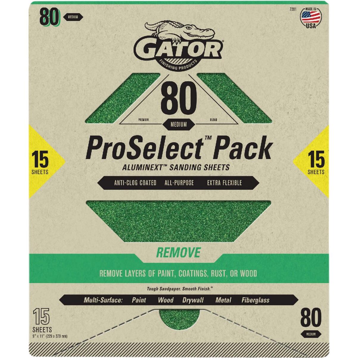 Gator 9 In. x 11 In. 80-Grit Premium Sandpaper Sheets (15-Pack)