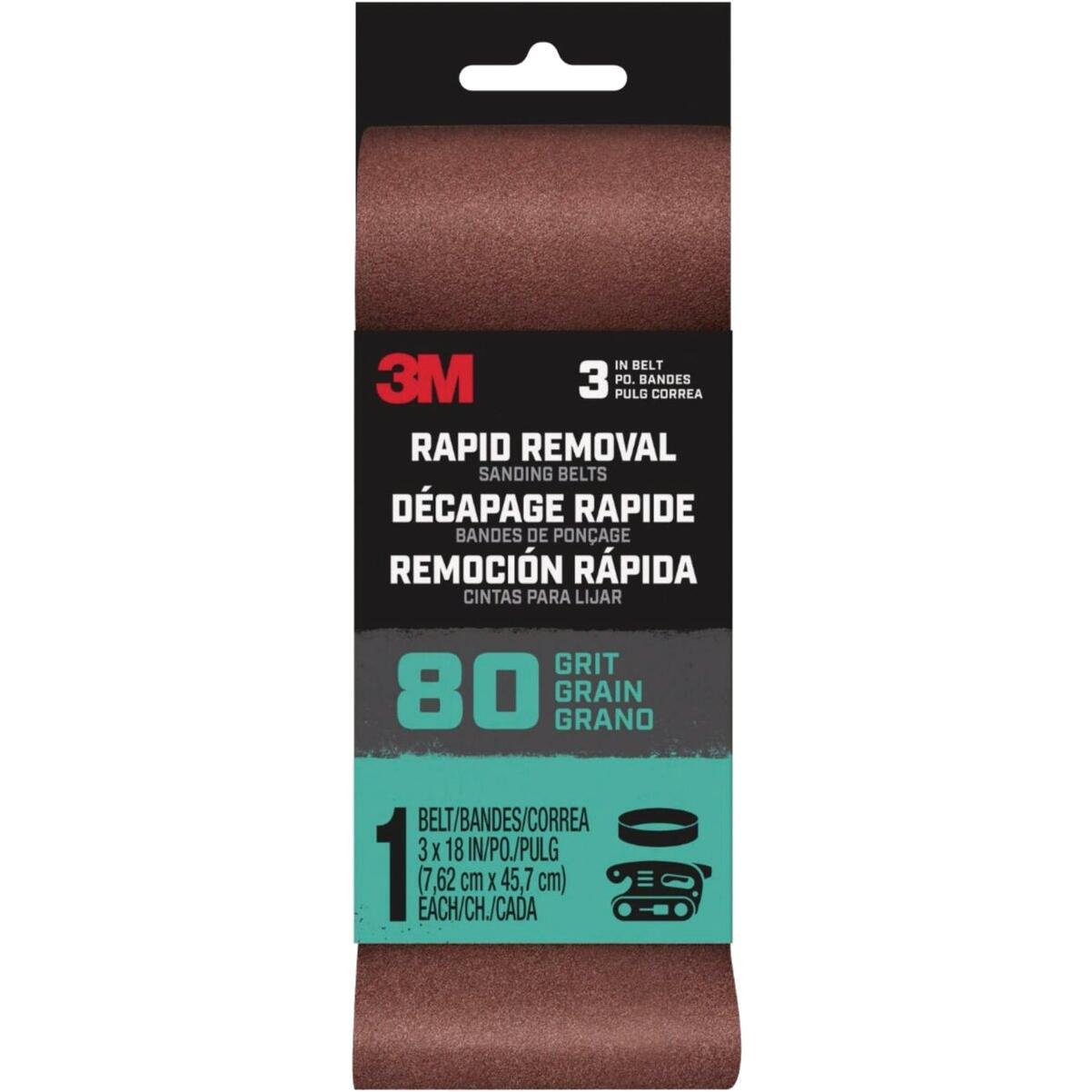 3M Rapid Removal 3 In. x 18 In. 80-Grit Power Sanding Belt
