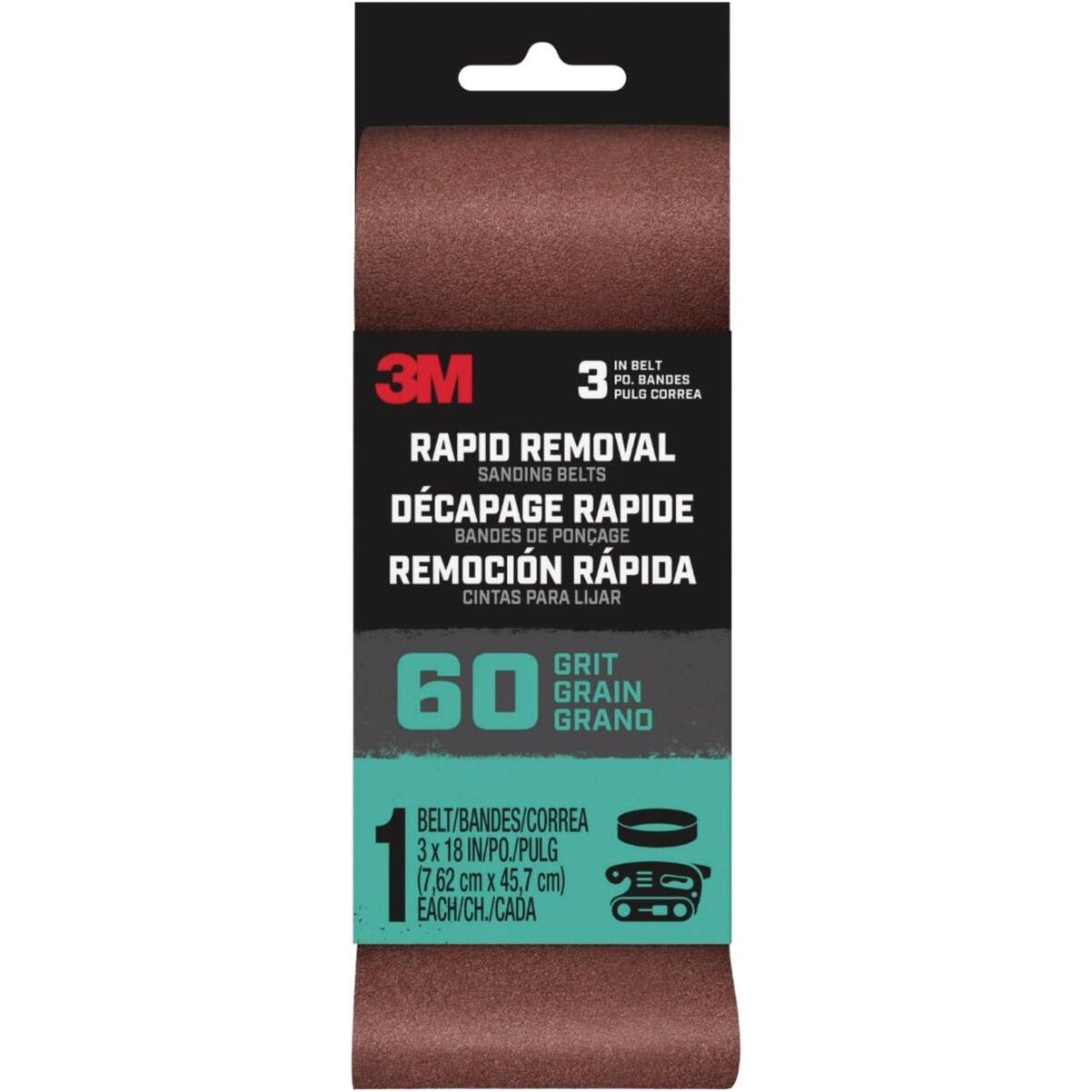 3M Rapid Removal 3 In. x 18 In. 60-Grit Power Sanding Belt