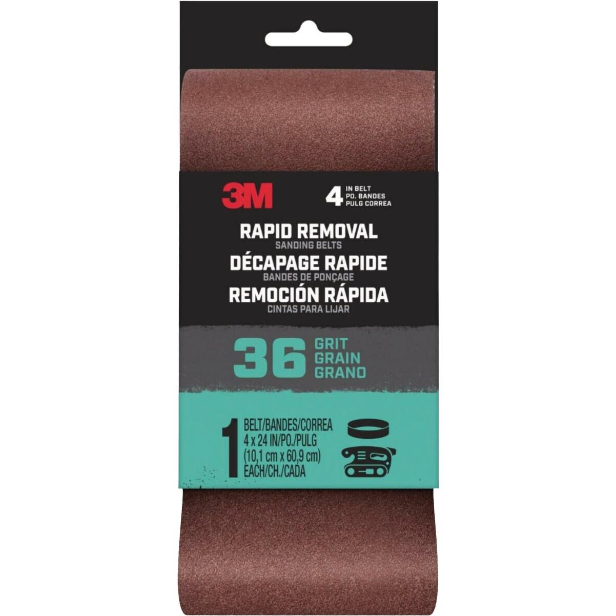 3M Rapid Removal 4 In. x 24 In. 36-Grit Power Sanding Belt