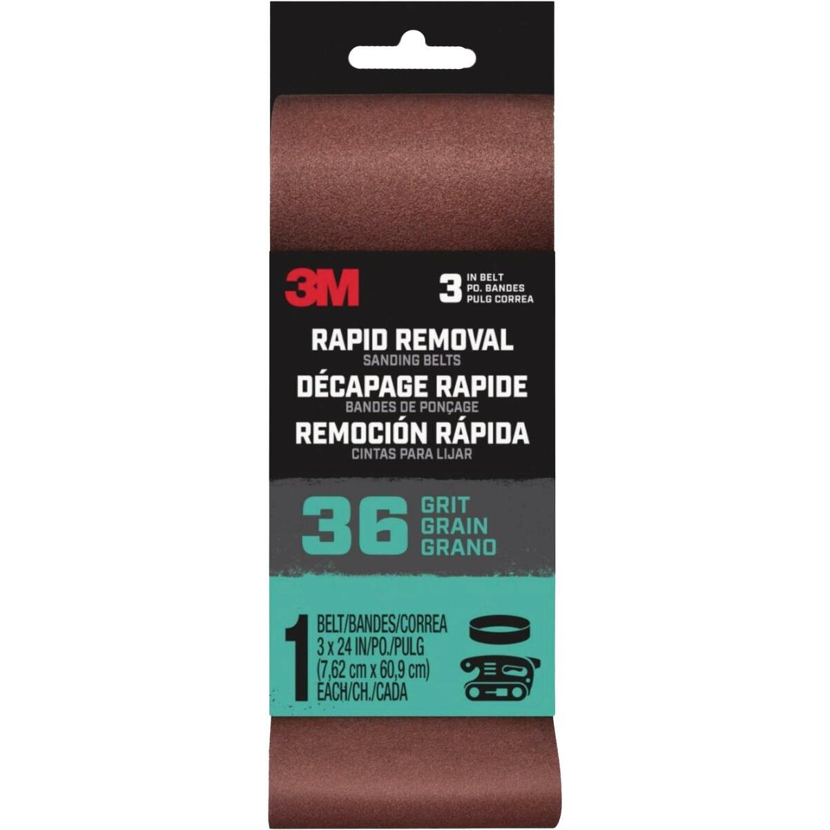 3M Rapid Removal 3 In. x 24 In. 36-Grit Power Sanding Belt