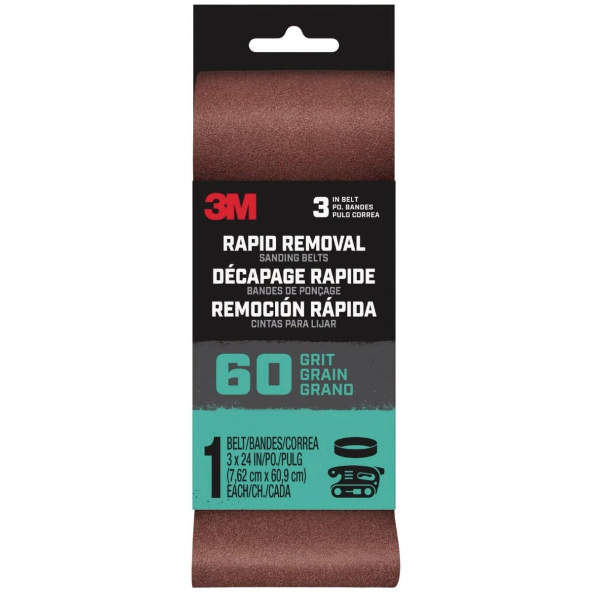 3M Rapid Removal 3 In. x 24 In. 60-Grit Power Sanding Belt