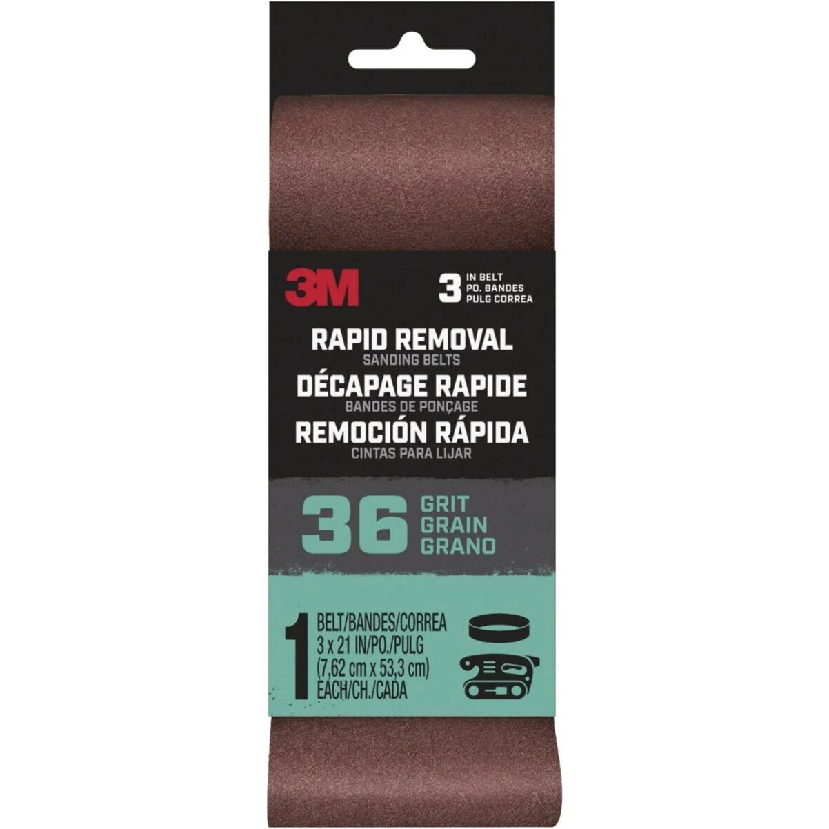 3M Rapid Removal 3 In. x 21 In. 36-Grit Power Sanding Belt