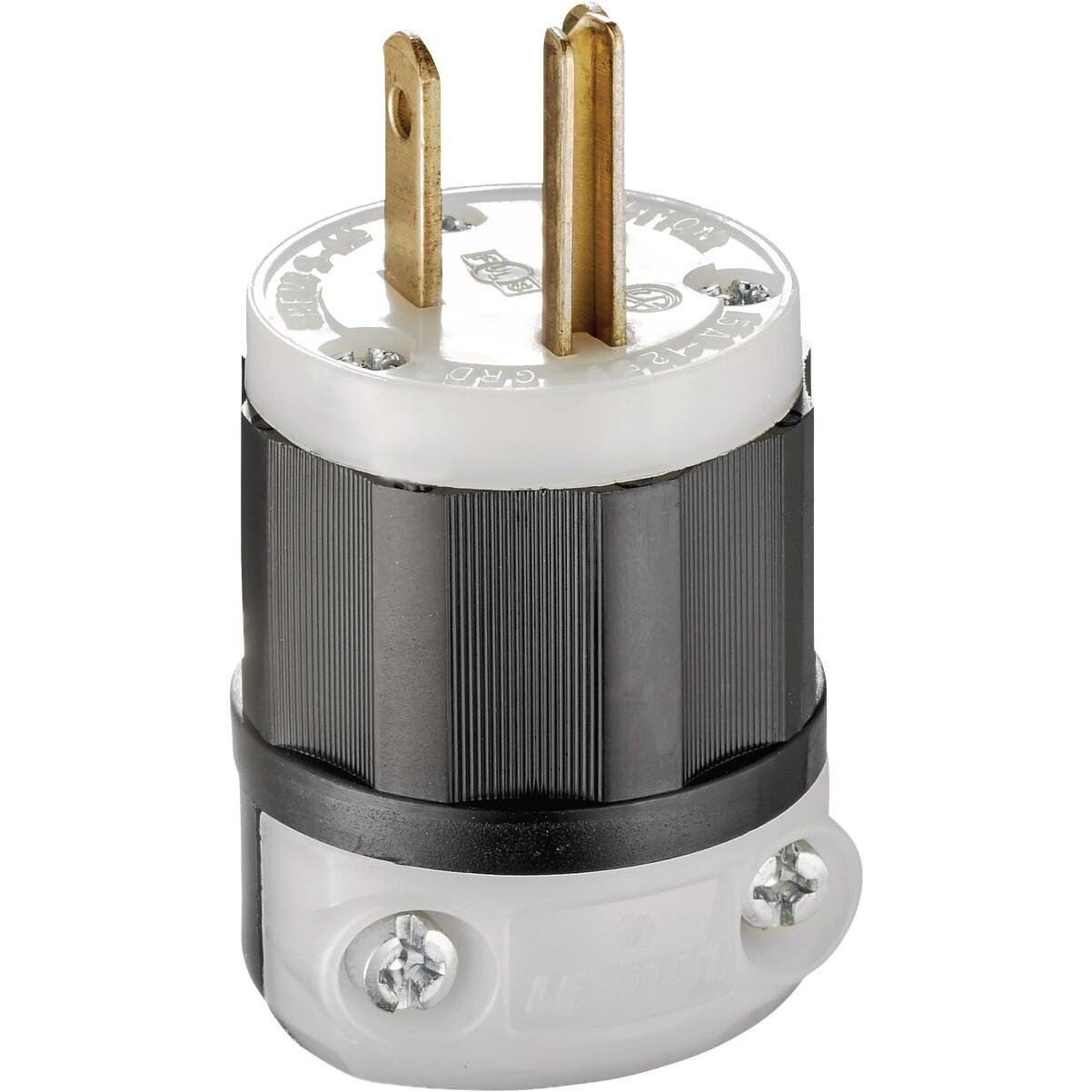 Leviton 15A Black & White 125V Straight Plug