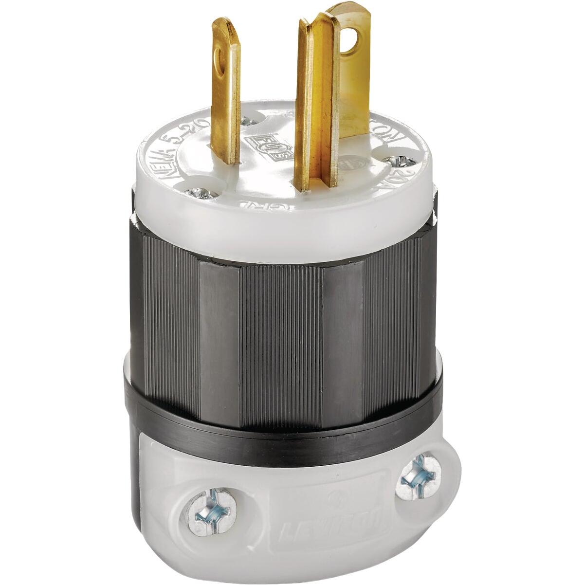 Leviton 20A Black & White 125V Straight Plug