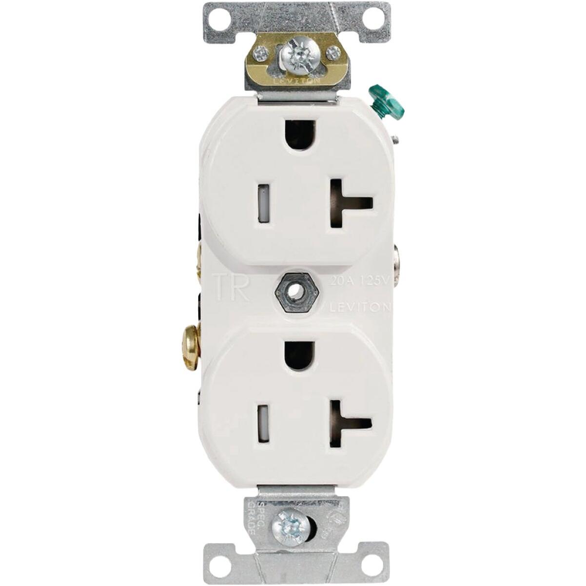 Leviton 20A White 125V Commercial Grade Tamper Resistant Duplex Outlet/Receptacle