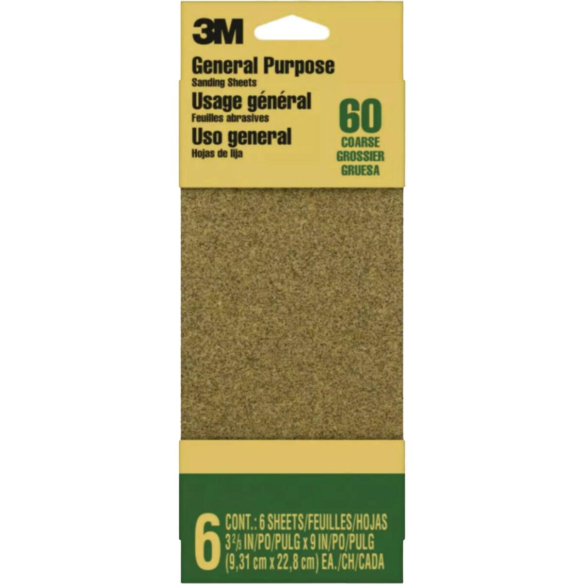 3M 60-Grit 1/3 Production Sandpaper Sheet (6-Pack)