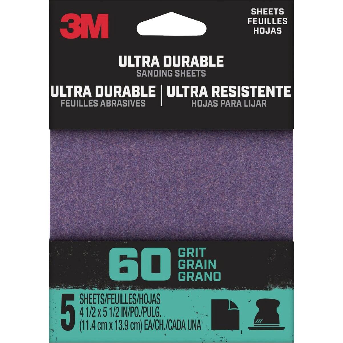 3M Ultra Durable 60-Grit 1/4 Power Sanding Sheet