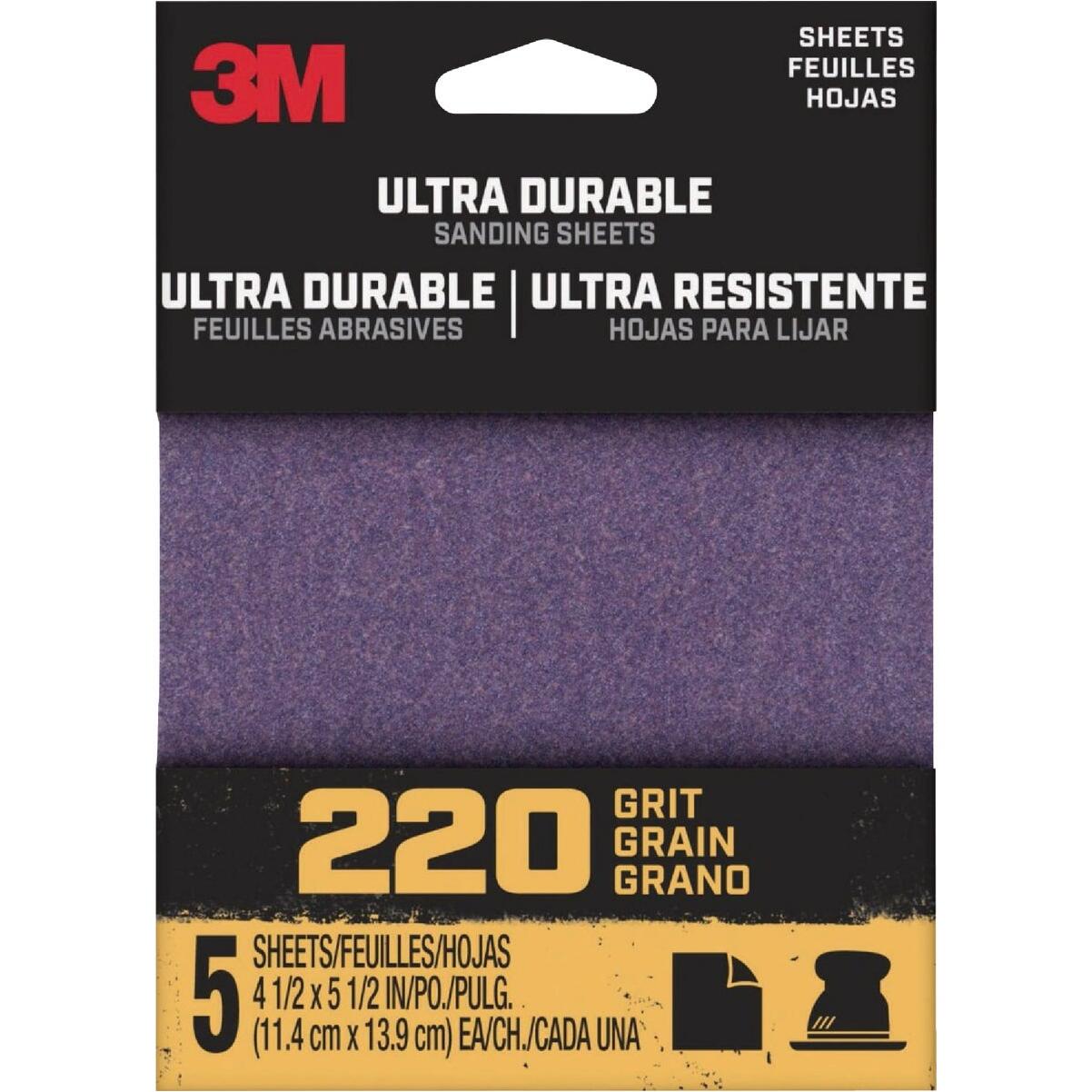 3M Ultra Durable 220-Grit 1/4 Power Sanding Sheet