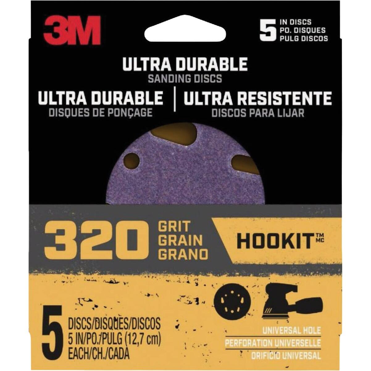 3M Ultra Durable 5 In. 320-Grit Power Sanding Disc (5-Pack)