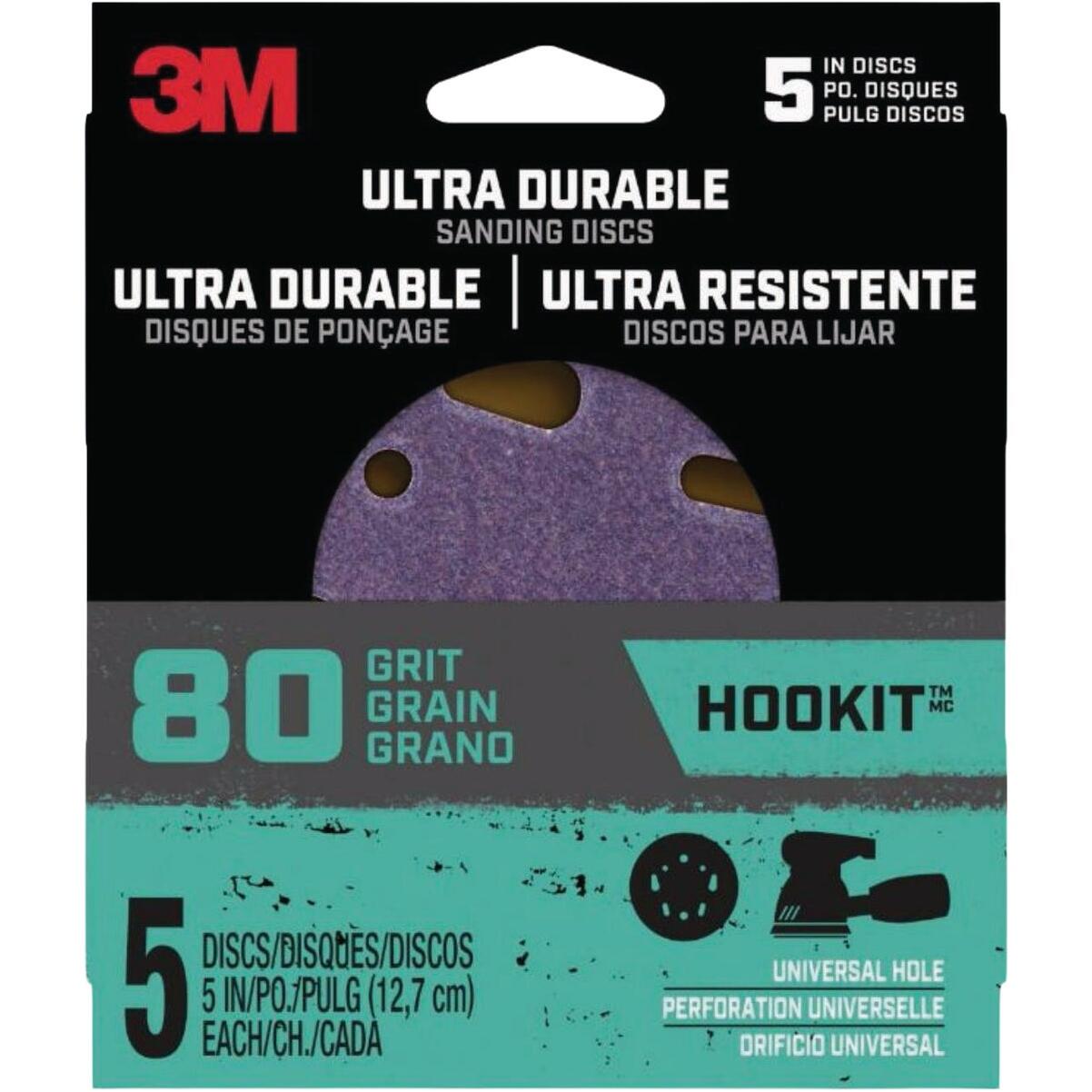 3M Ultra Durable 5 In. 80-Grit Power Sanding Disc (5-Pack)