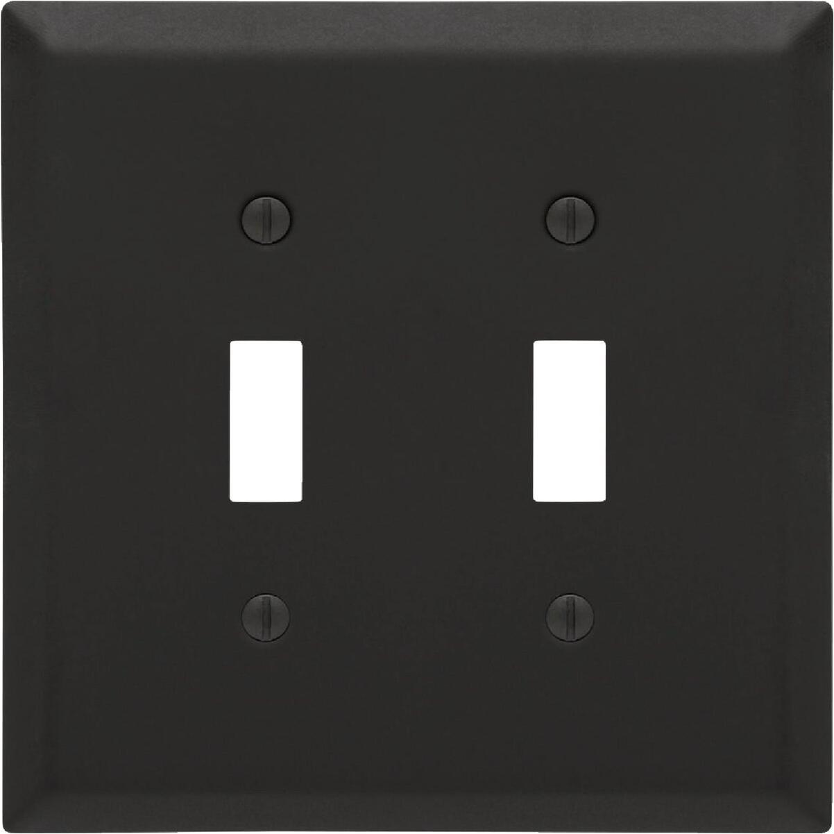 Amerelle Century 2-Gang Steel Toggle Switch Wall Plate, Black