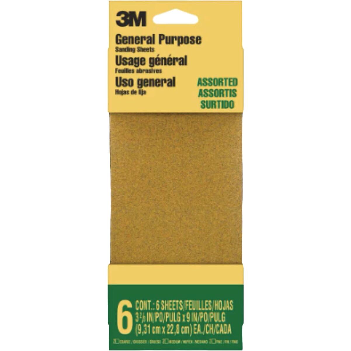 3M 3-2/3 In. x 9 In. Aluminum Oxide Production Sandpaper Sheet Set (6-Piece)