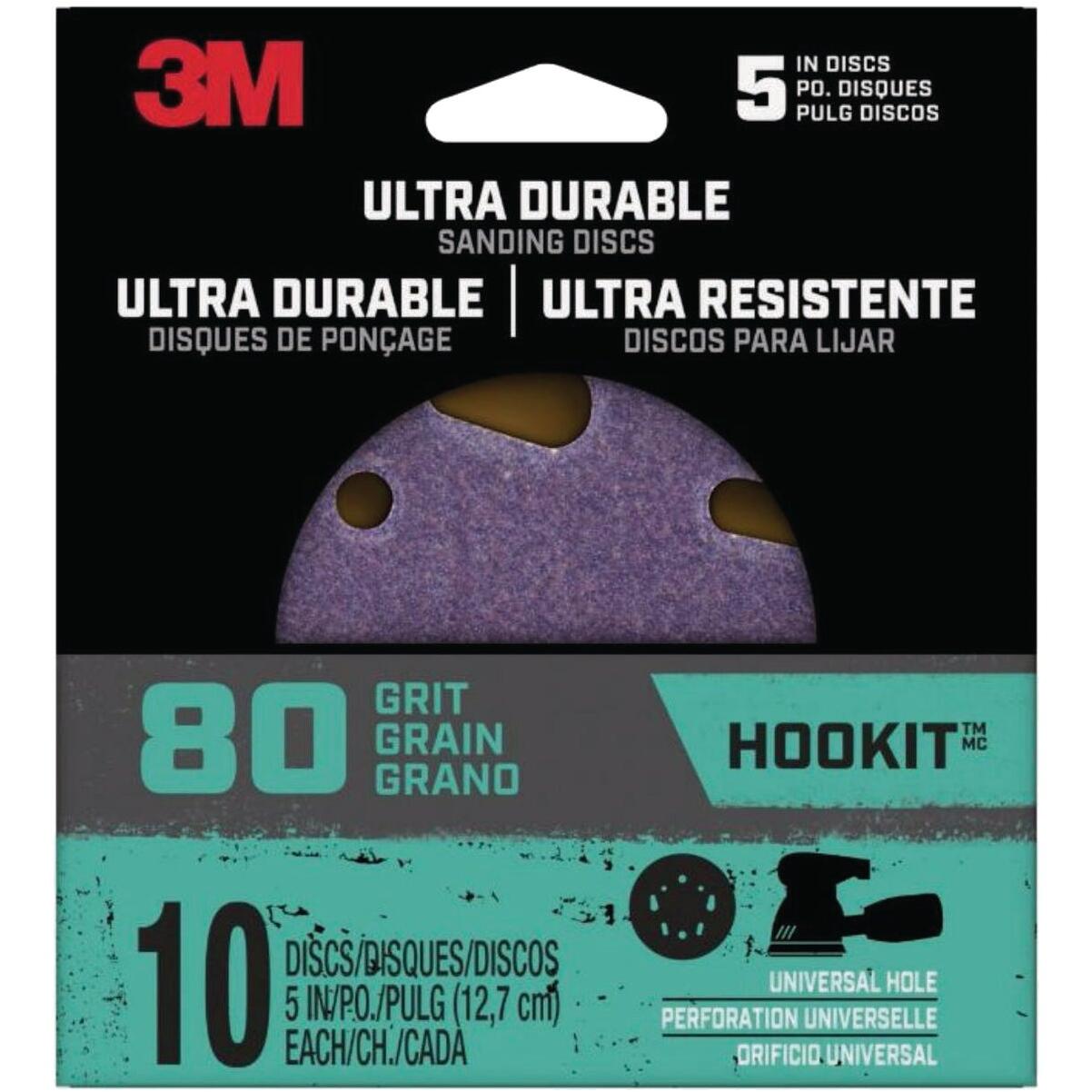 3M Ultra Durable 5 In. 80-Grit Power Sanding Disc (10-Pack)