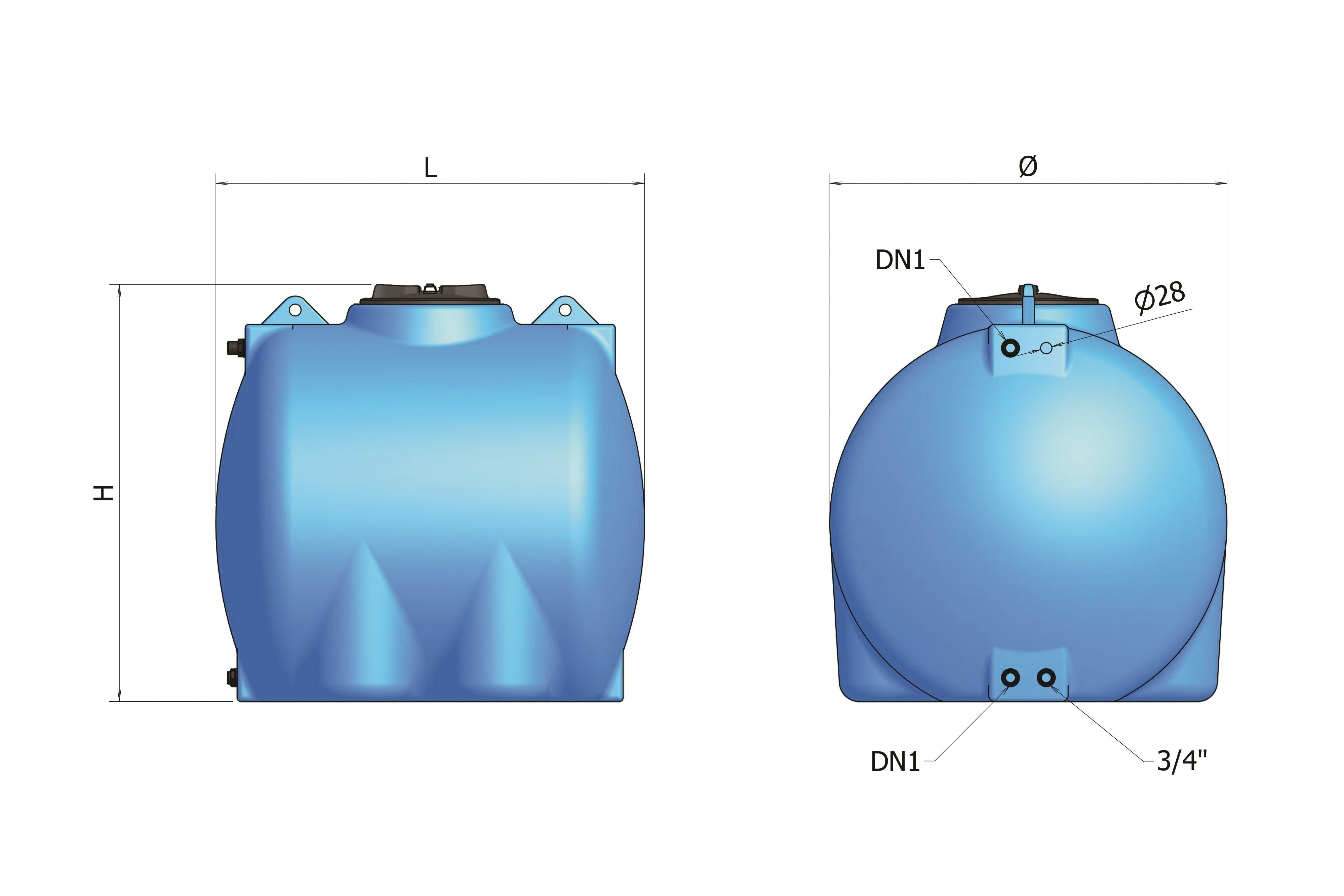 Բաք պոլիէթիլենային խմելու ջրի 2000 լիտր CHL-2000 Elbi-A610070