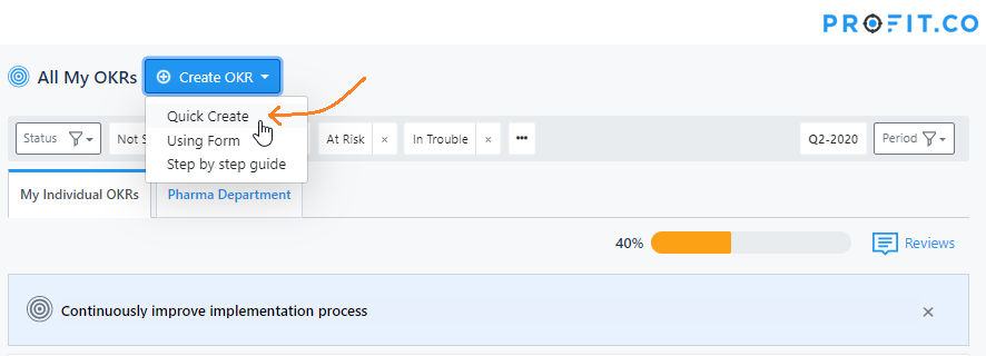 Quick create OKRs