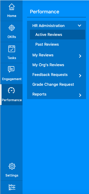 Performance management menu